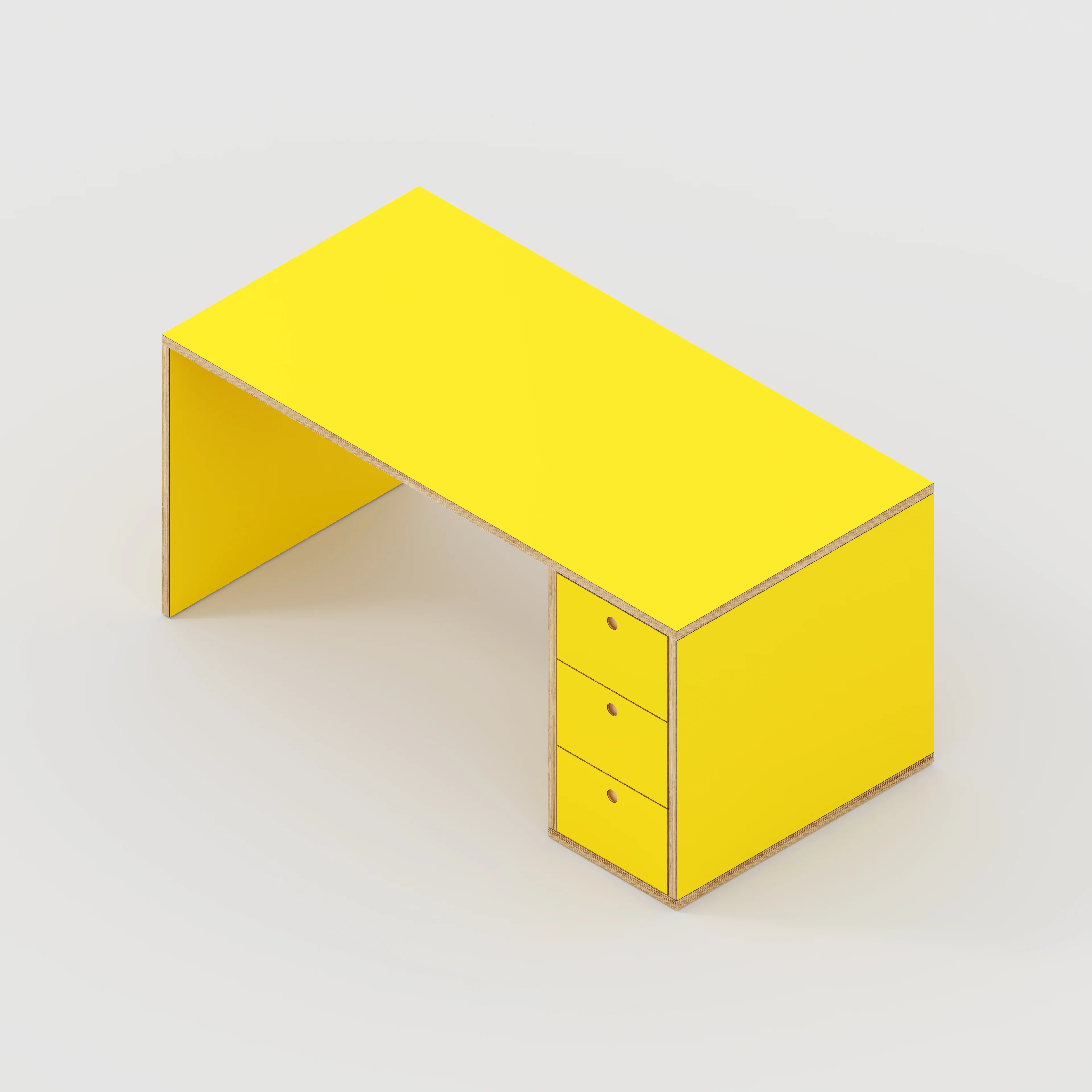 Plywood Desk with Storage Type 1 RH - Drawers - Formica Chrome Yellow - 1600(w) x 800(d) x 750(h) - Image 5