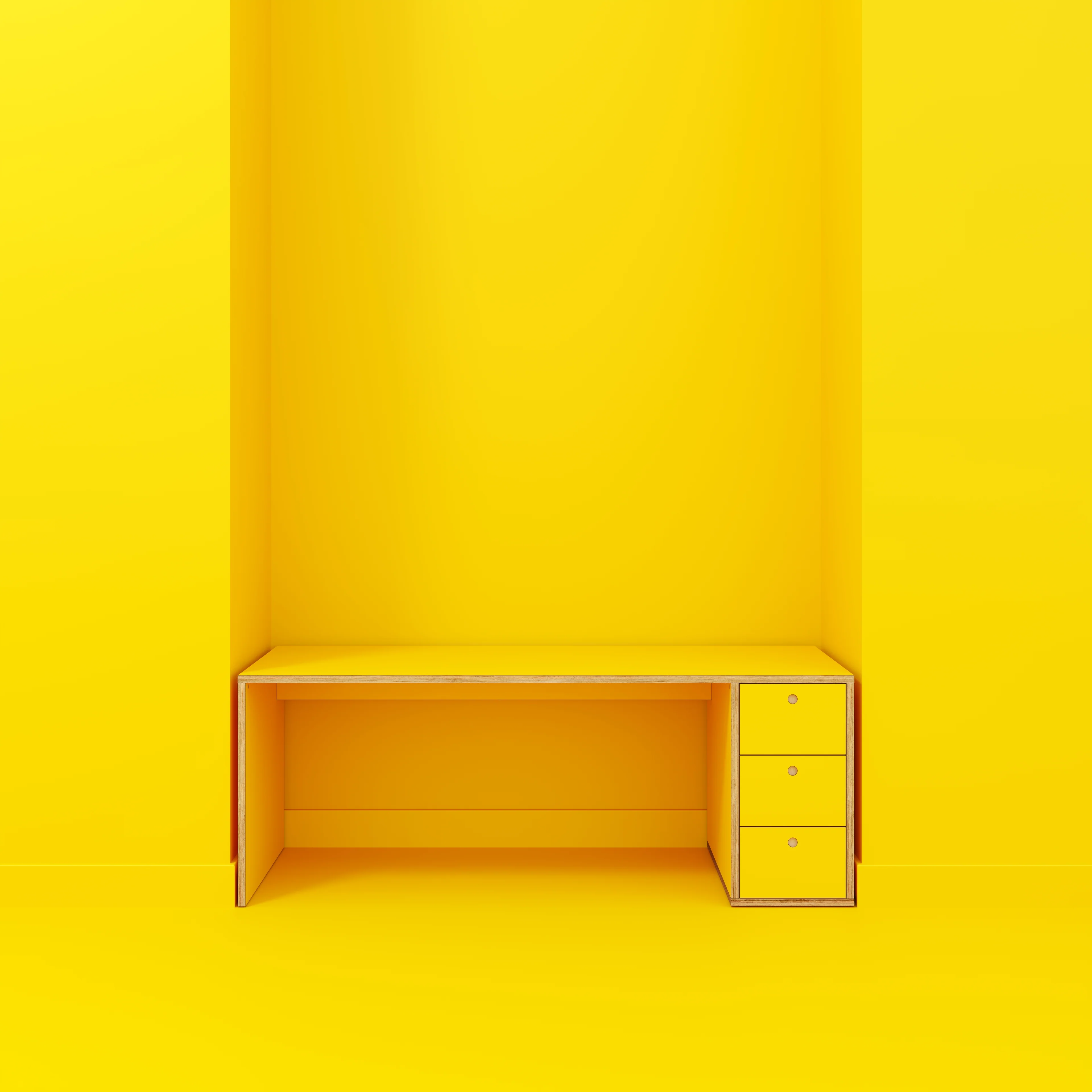 Plywood Desk with Storage Type 1 RH - Drawers - Formica Chrome Yellow - 2000(w) x 800(d) x 750(h) - Image 2