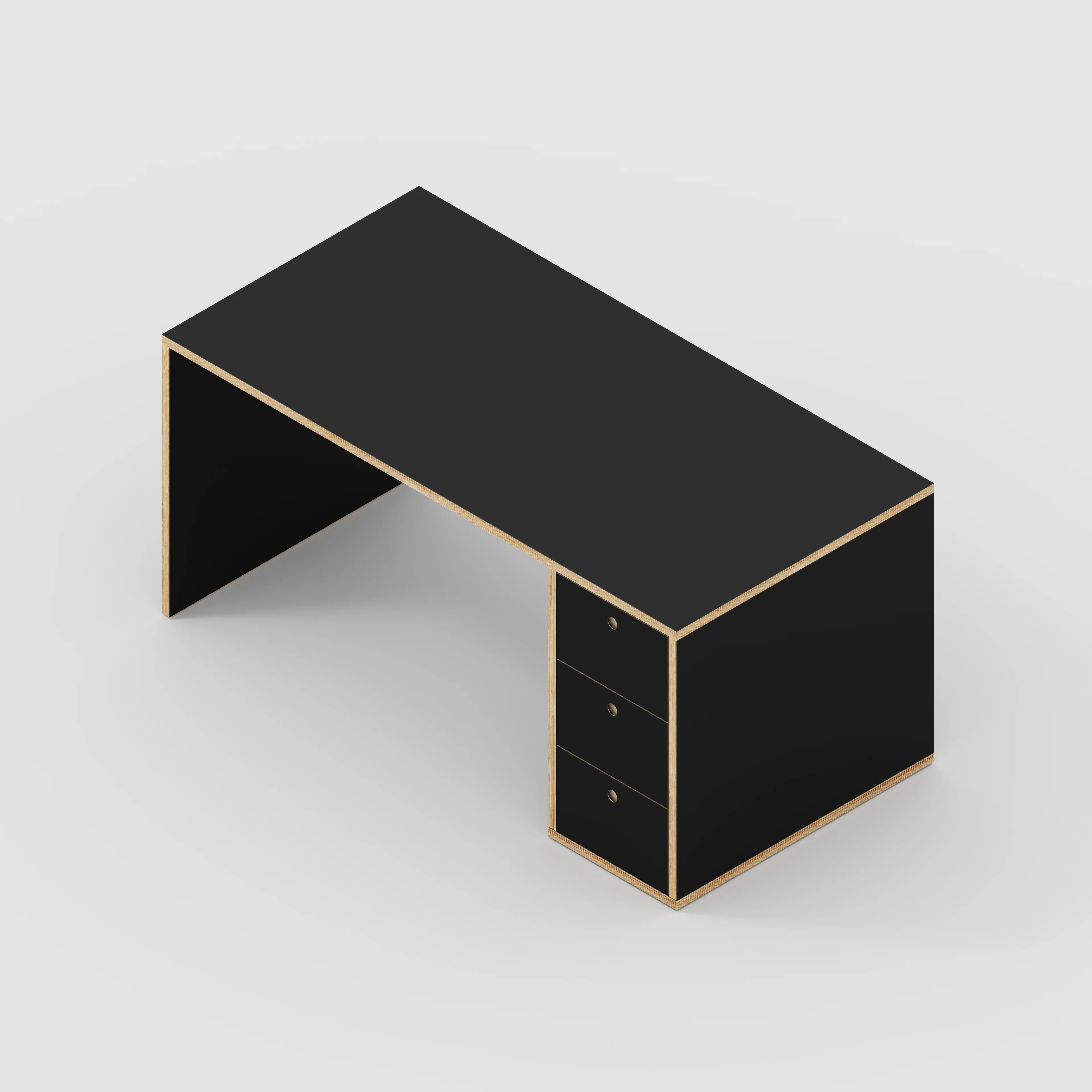 Plywood Desk with Storage Type 1 RH - Drawers - Formica Diamond Black - 1600(w) x 800(d) x 750(h) - Image 5