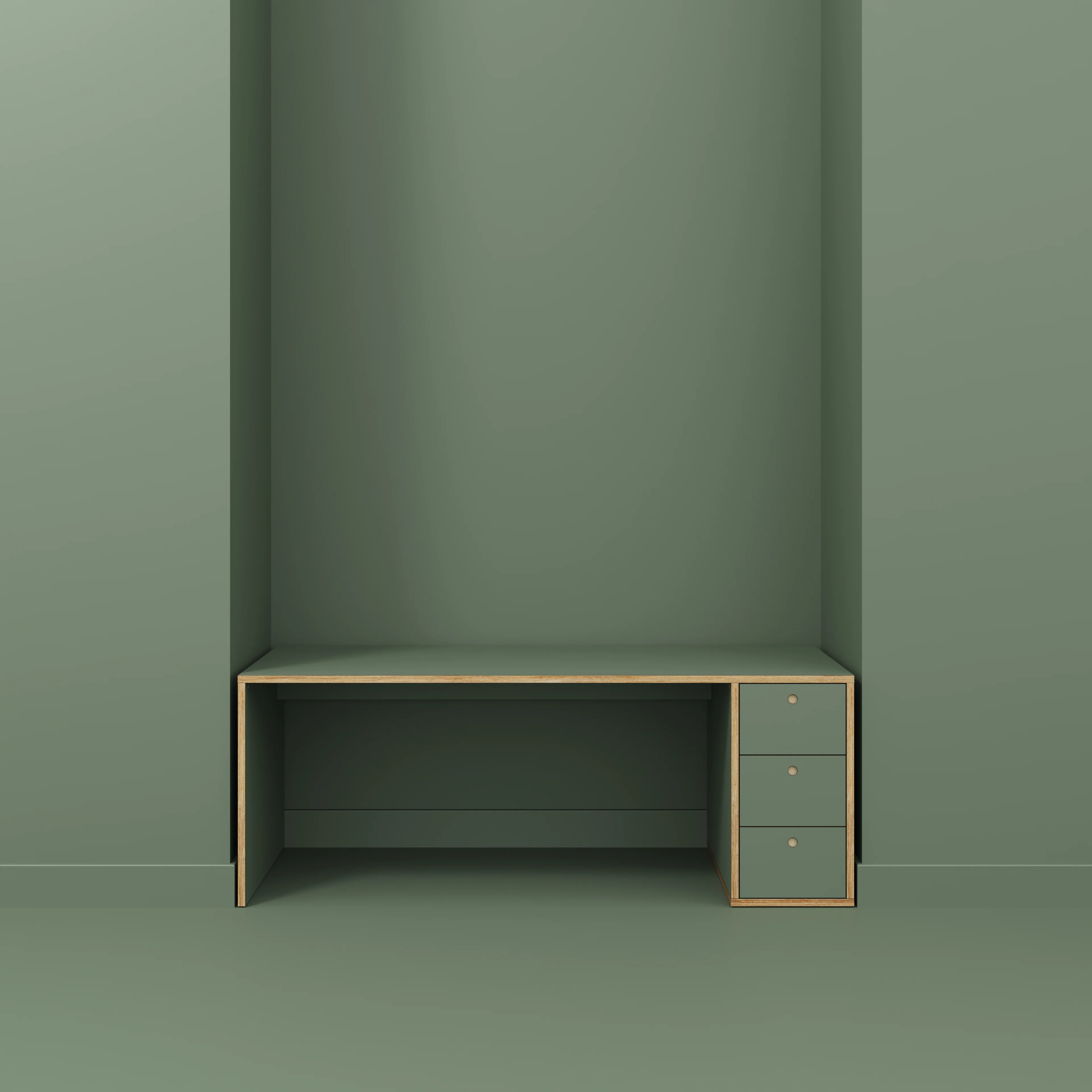 Plywood Desk with Storage Type 1 RH - Drawers - Formica Green Slate - 2000(w) x 800(d) x 750(h) - Image 2