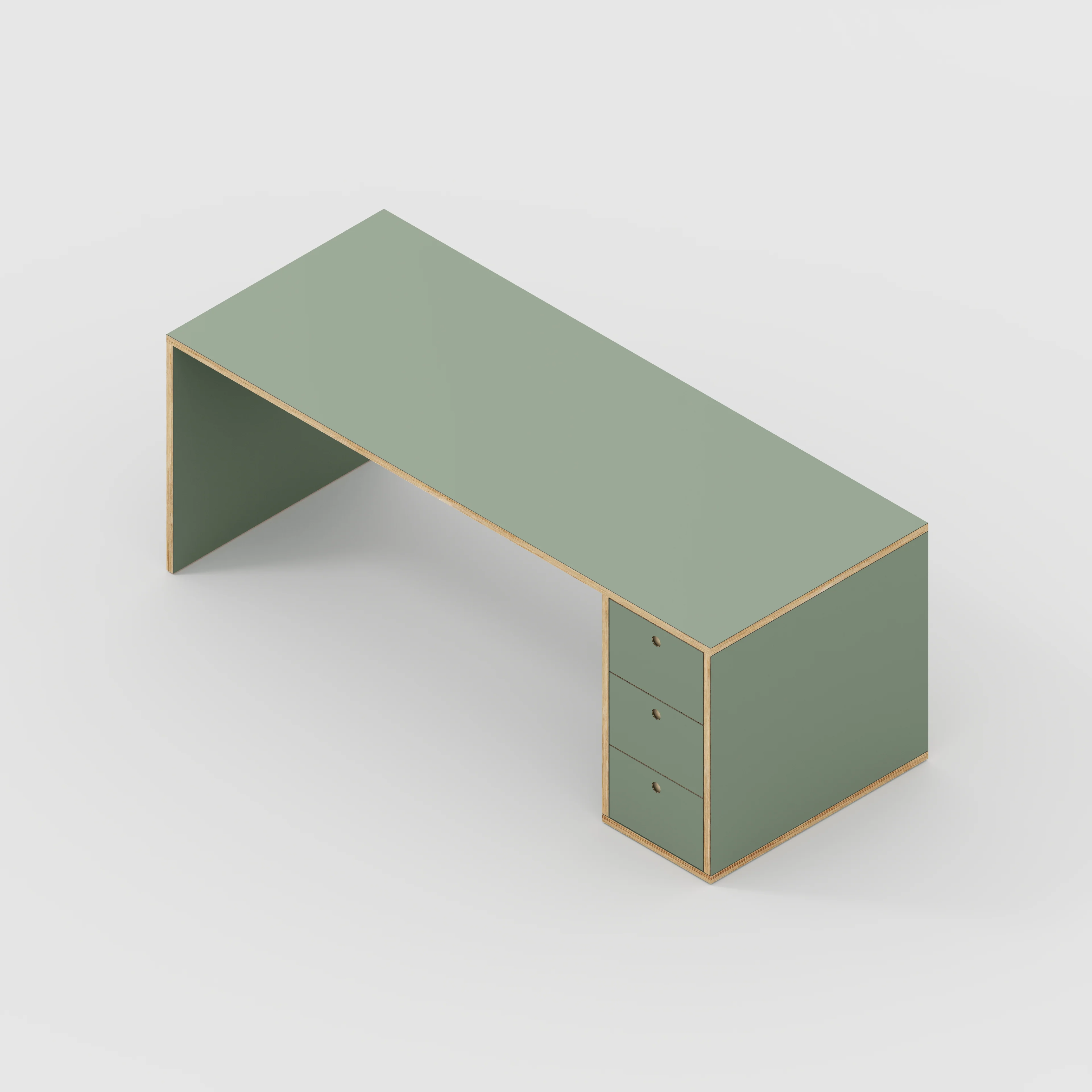 Plywood Desk with Storage Type 1 RH - Drawers - Formica Green Slate - 2000(w) x 800(d) x 750(h) - Image 5