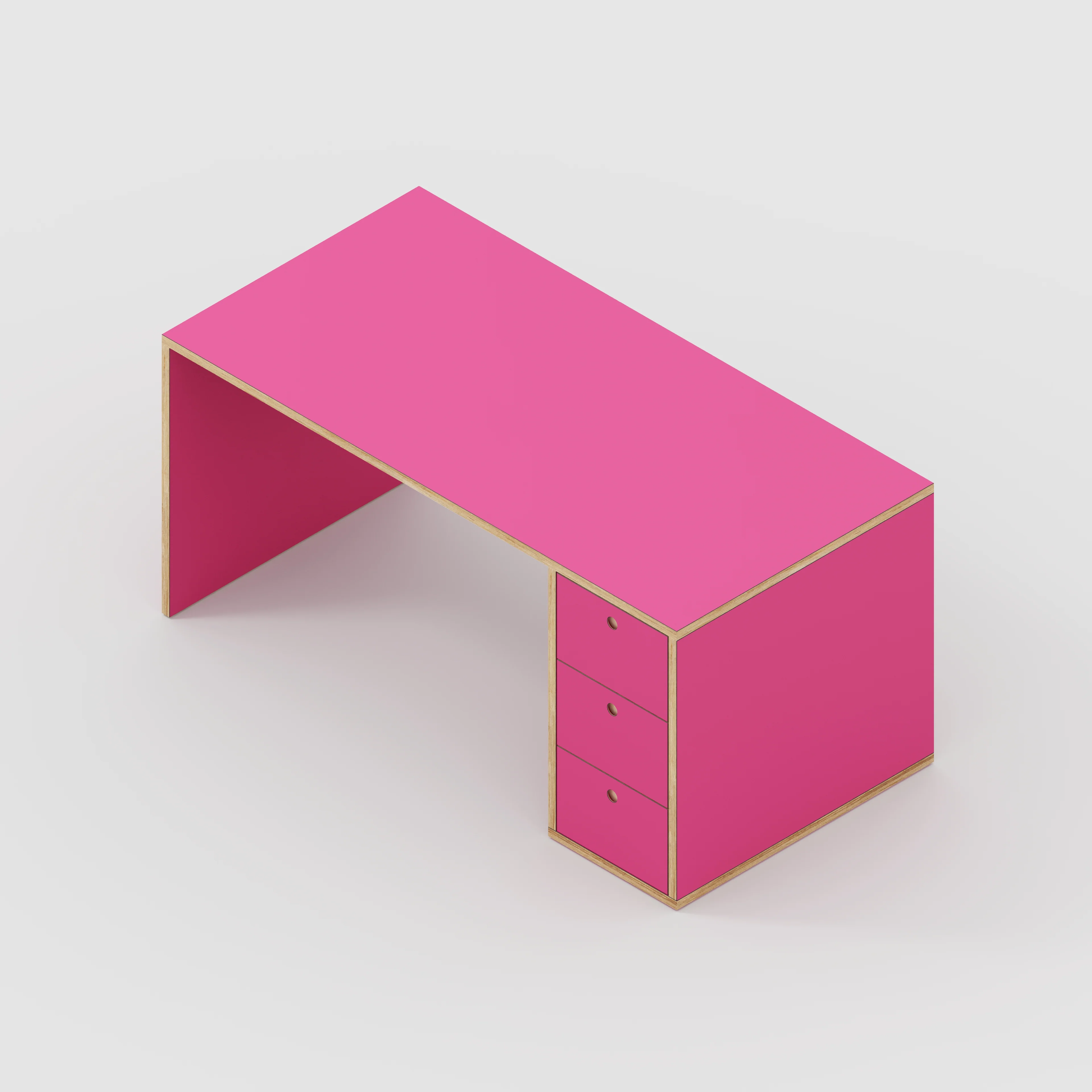 Plywood Desk with Storage Type 1 RH - Drawers - Formica Juicy Pink - 1600(w) x 800(d) x 750(h) - Image 5