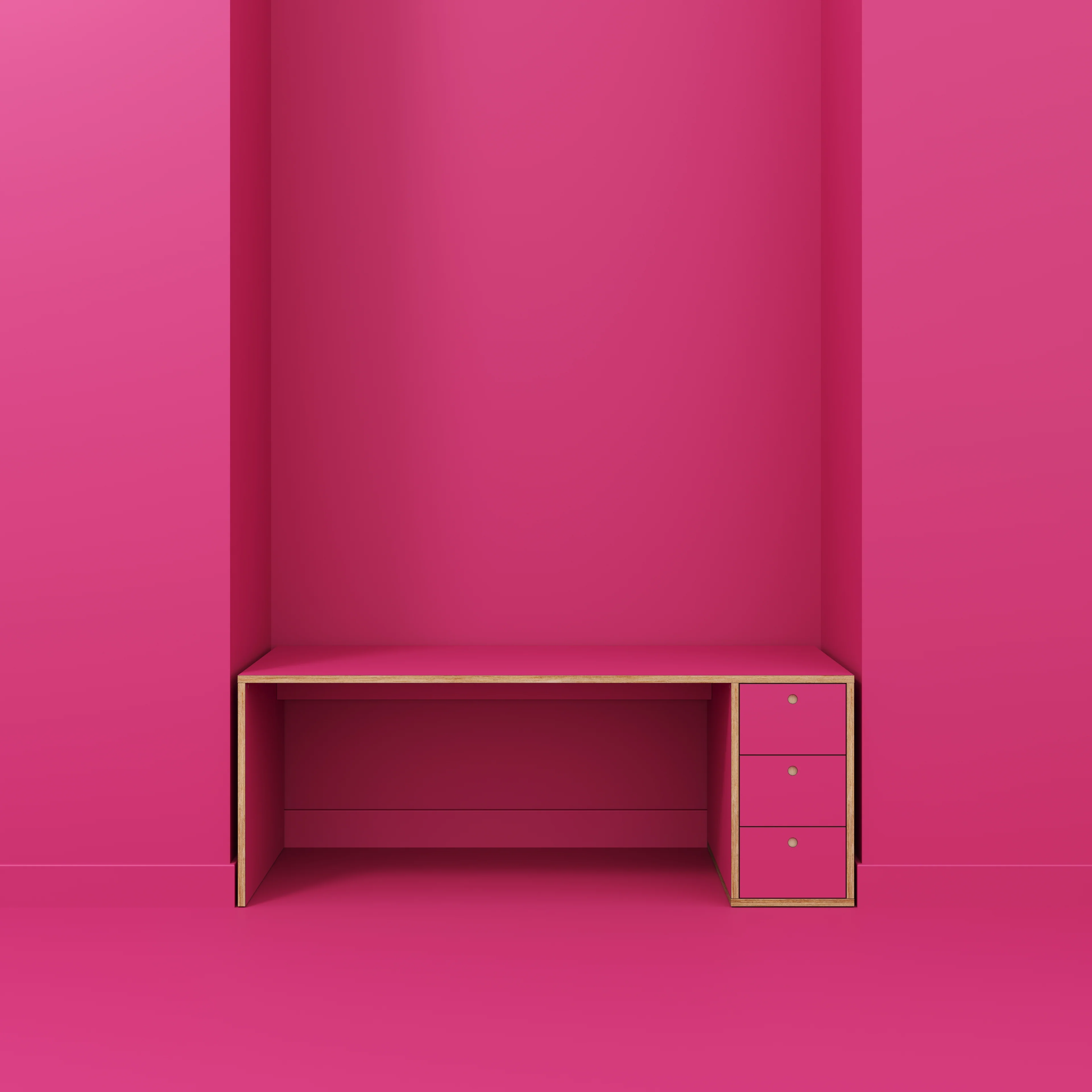 Plywood Desk with Storage Type 1 RH - Drawers - Formica Juicy Pink - 2000(w) x 800(d) x 750(h) - Image 2