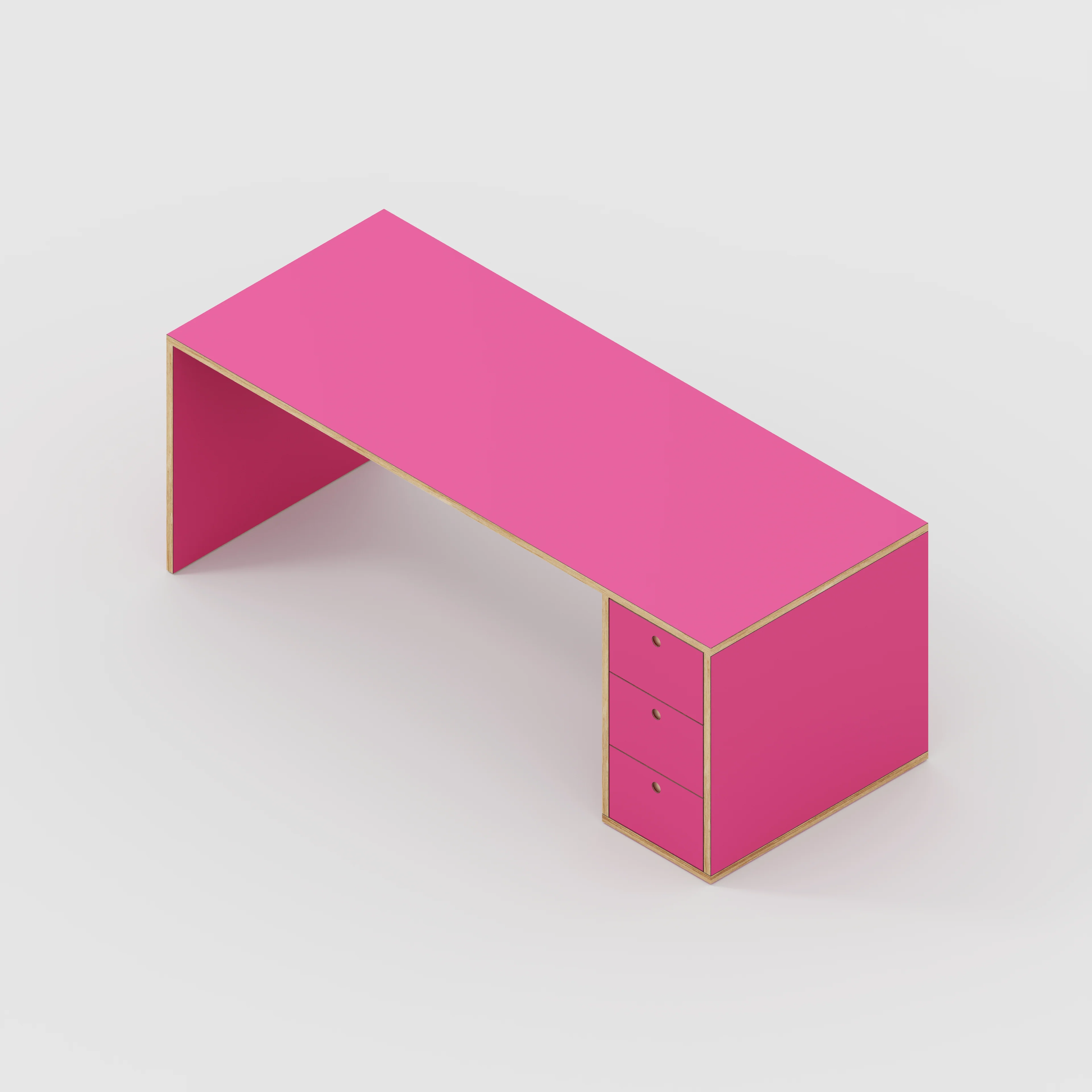 Plywood Desk with Storage Type 1 RH - Drawers - Formica Juicy Pink - 2000(w) x 800(d) x 750(h) - Image 5