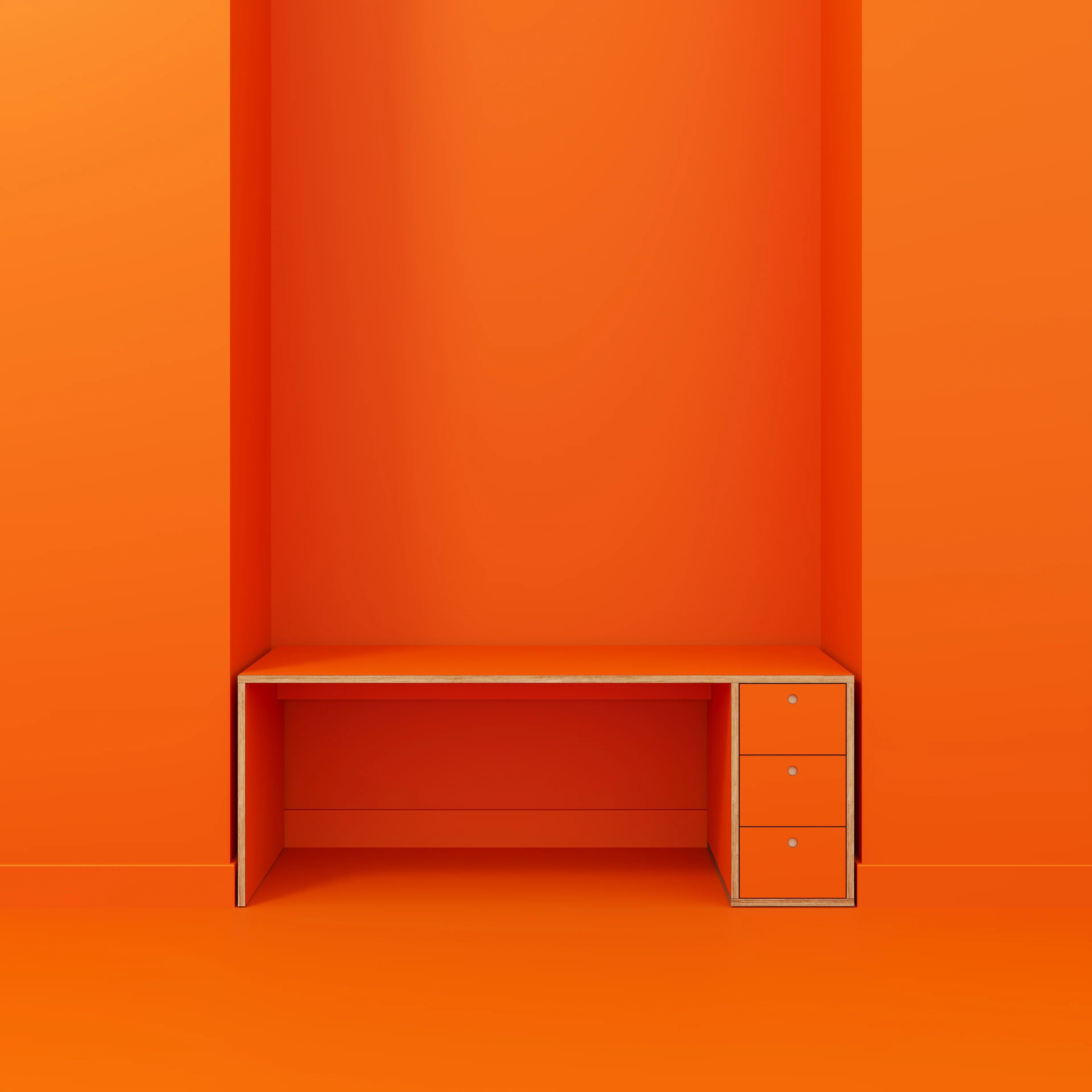 Plywood Desk with Storage Type 1 RH - Drawers - Formica Levante Orange - 2000(w) x 800(d) x 750(h) - Image 2