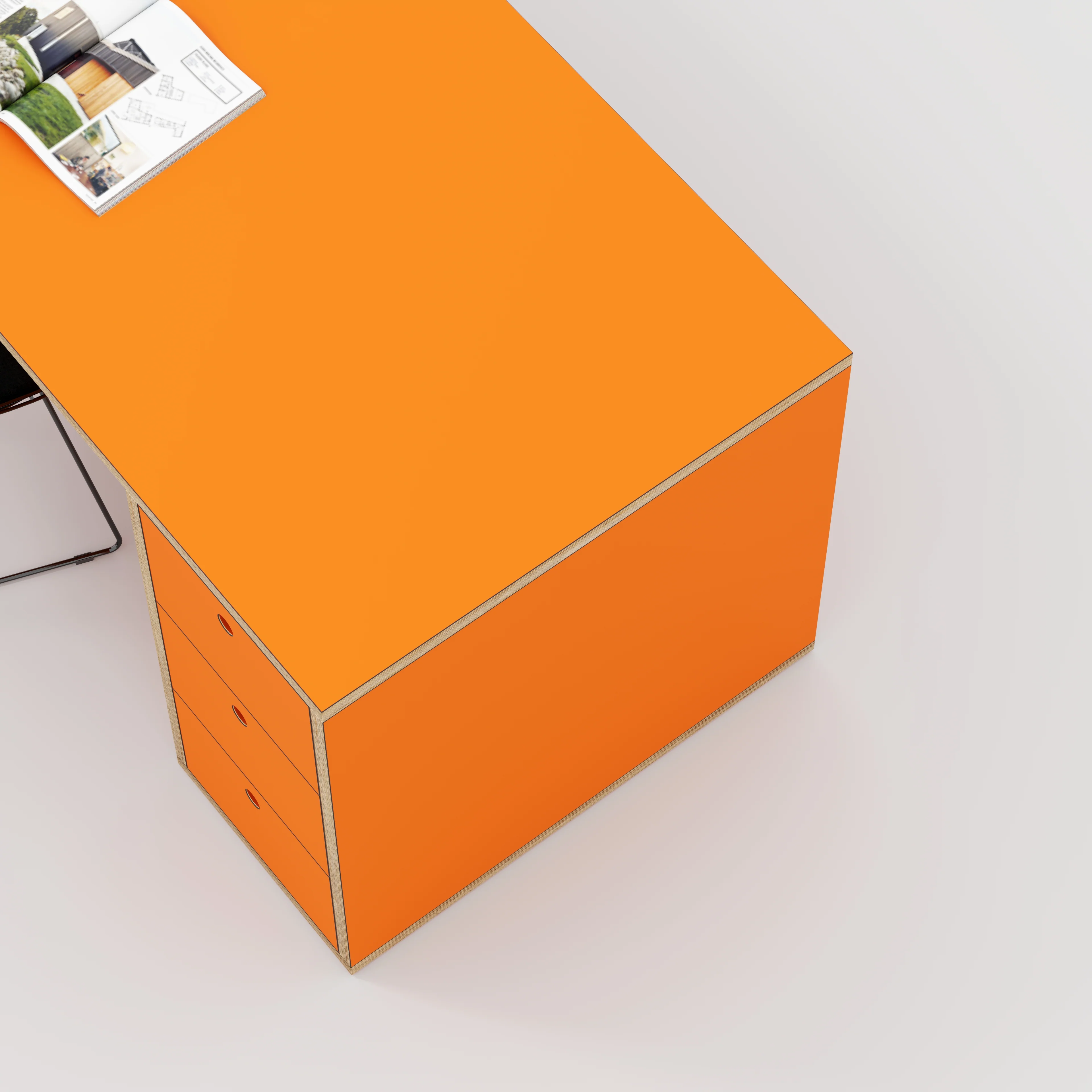 Plywood Desk with Storage Type 1 RH - Drawers - Formica Levante Orange - 2000(w) x 800(d) x 750(h) - Image 3