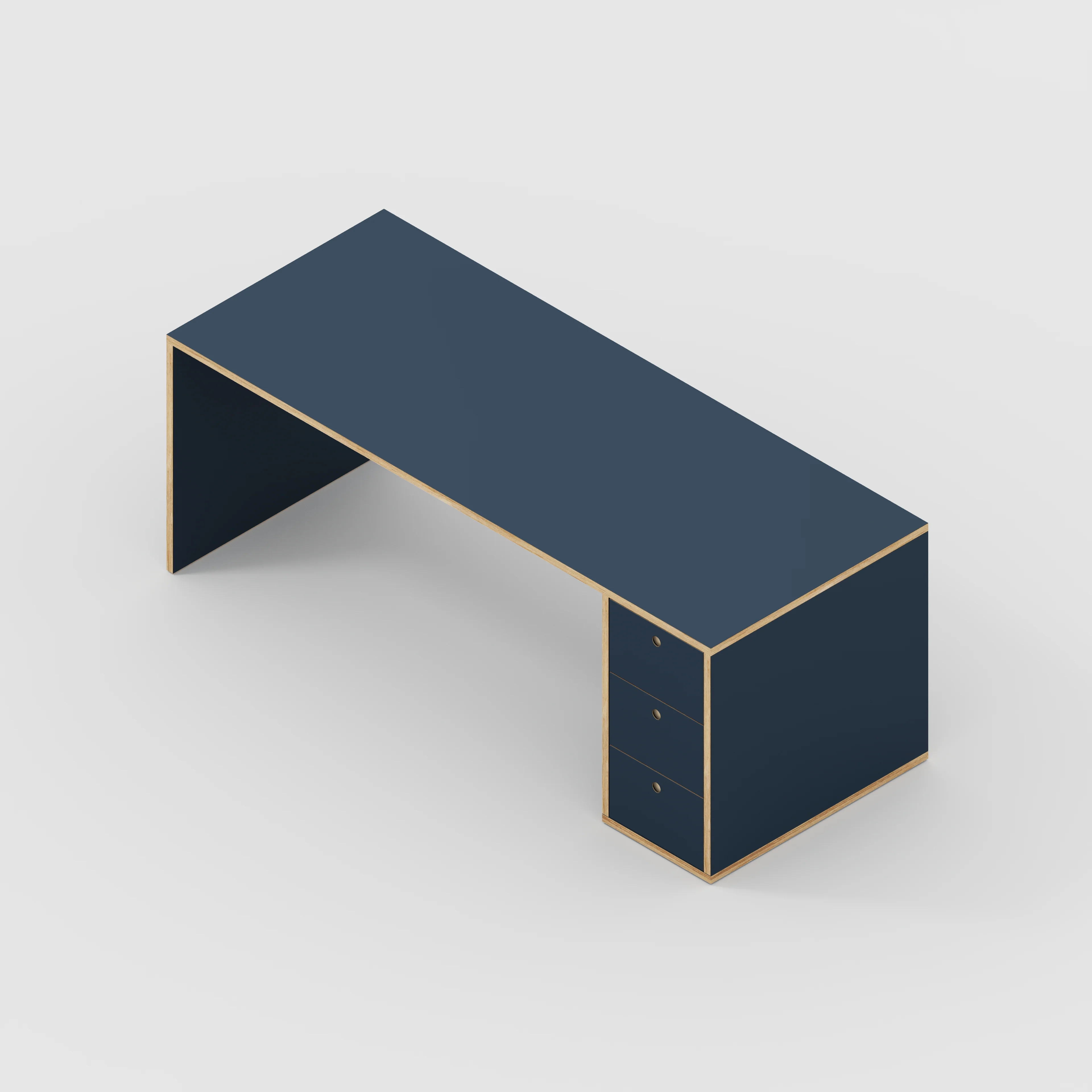 Plywood Desk with Storage Type 1 RH - Drawers - Formica Night Sea Blue - 2000(w) x 800(d) x 750(h) - Image 5