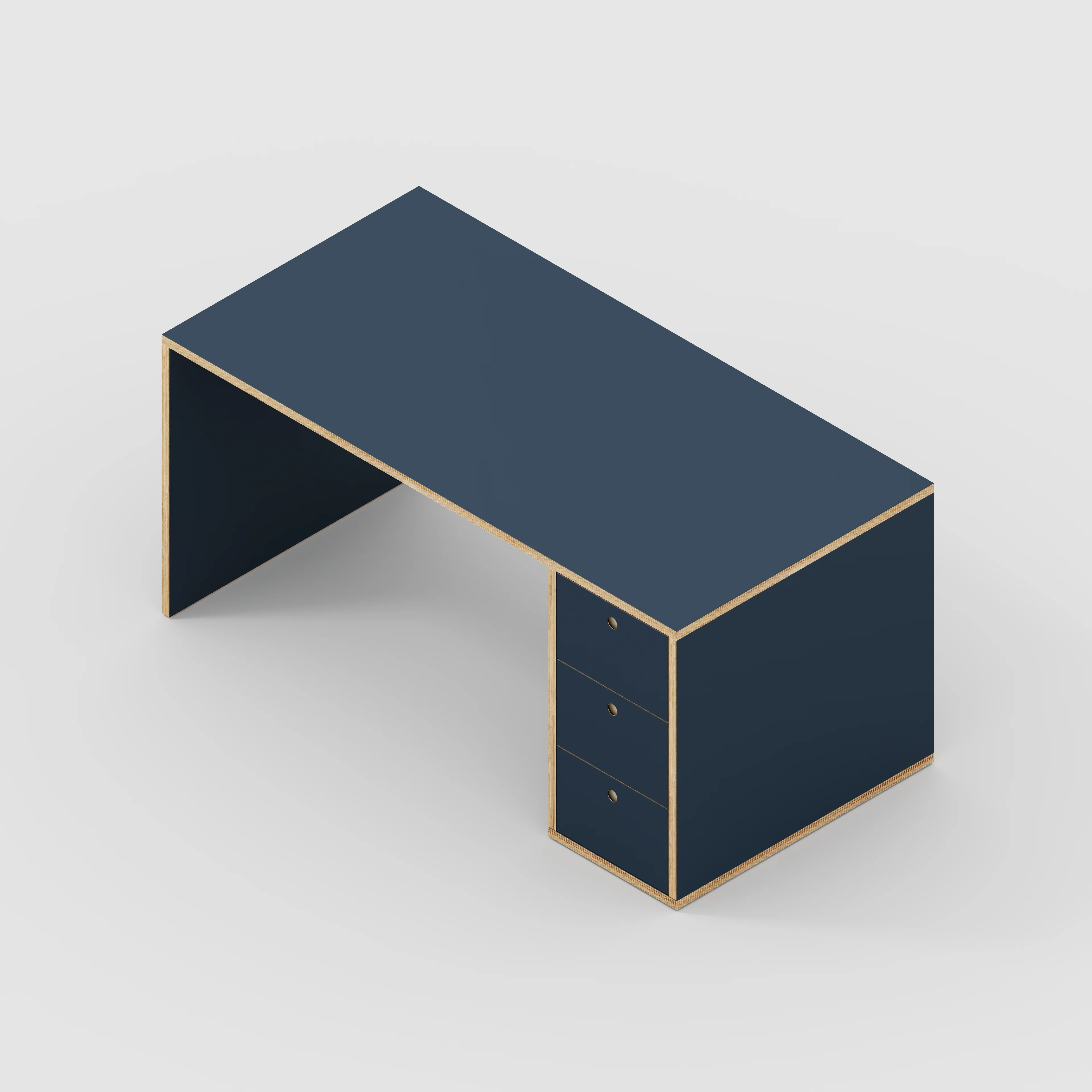 Plywood Desk with Storage Type 1 RH - Drawers - Formica Night Sea Blue - 1600(w) x 800(d) x 750(h) - Image 5