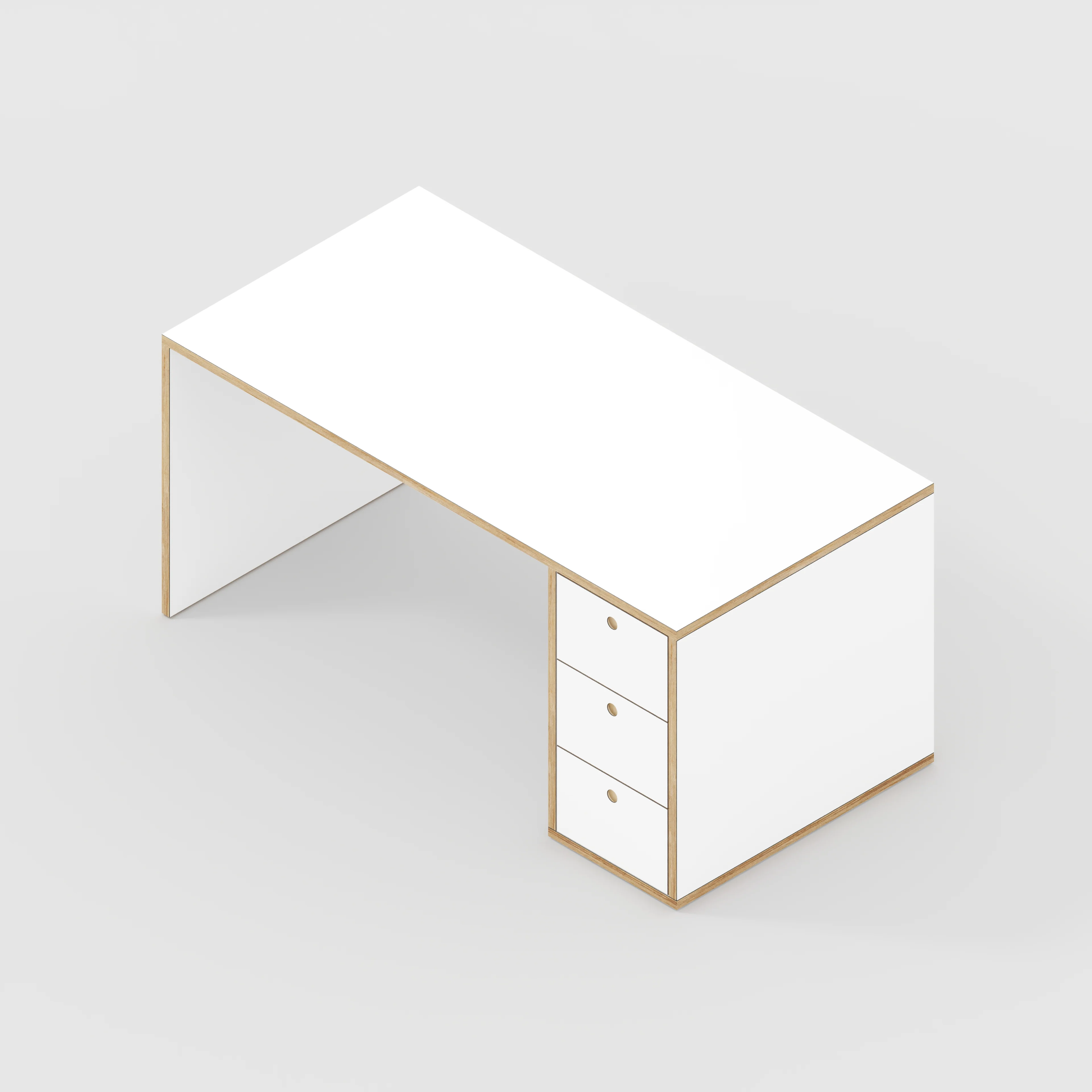 Plywood Desk with Storage Type 1 RH - Drawers - Formica White - 1600(w) x 800(d) x 750(h) - Image 5