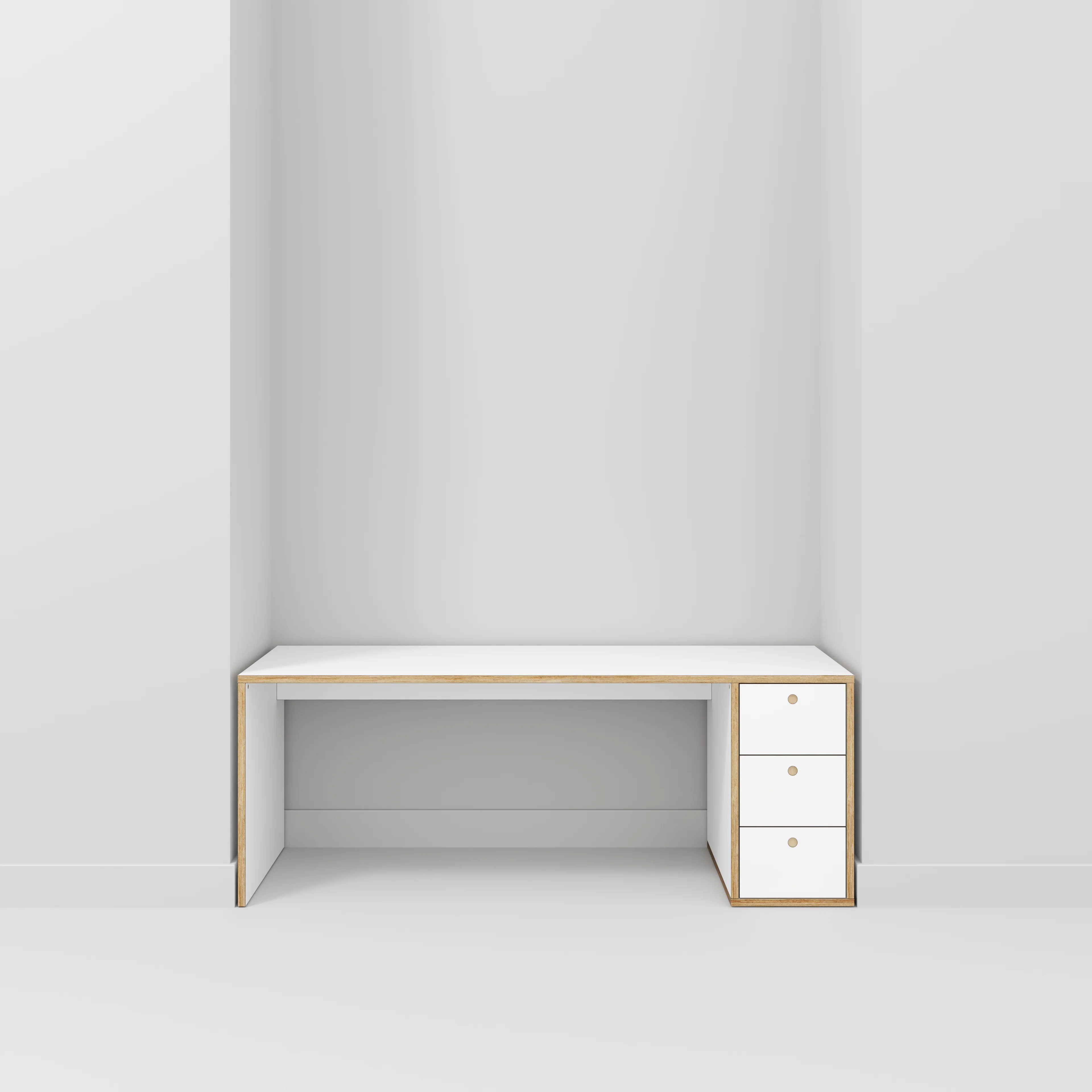 Plywood Desk with Storage Type 1 RH - Drawers - Formica White - 2000(w) x 800(d) x 750(h) - Image 2