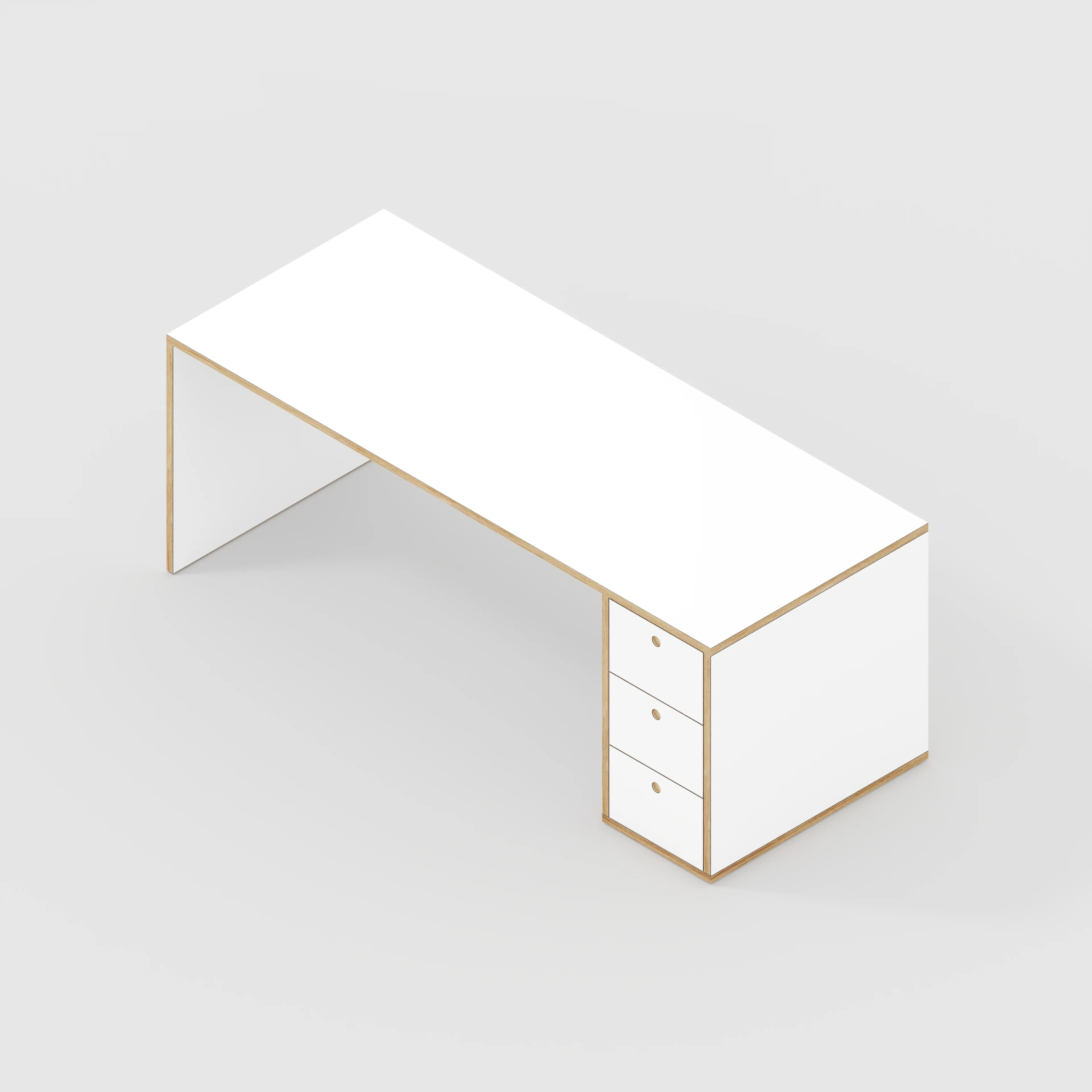 Plywood Desk with Storage Type 1 RH - Drawers - Formica White - 2000(w) x 800(d) x 750(h) - Image 5