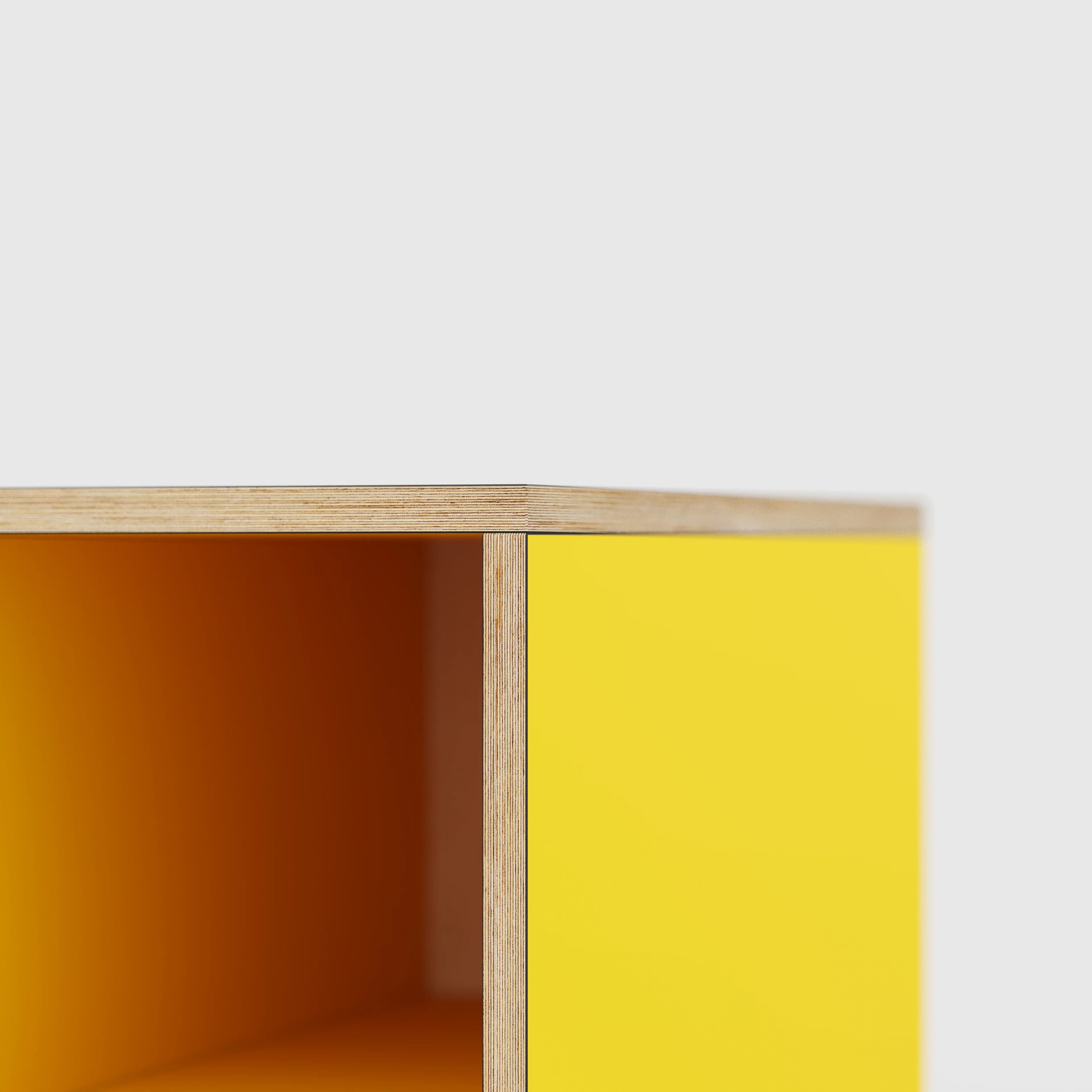 Plywood Desk with Storage Type 1 RH - Open Shelves - Formica Chrome Yellow - 1600(w) x 800(d) x 750(h) - Image 4