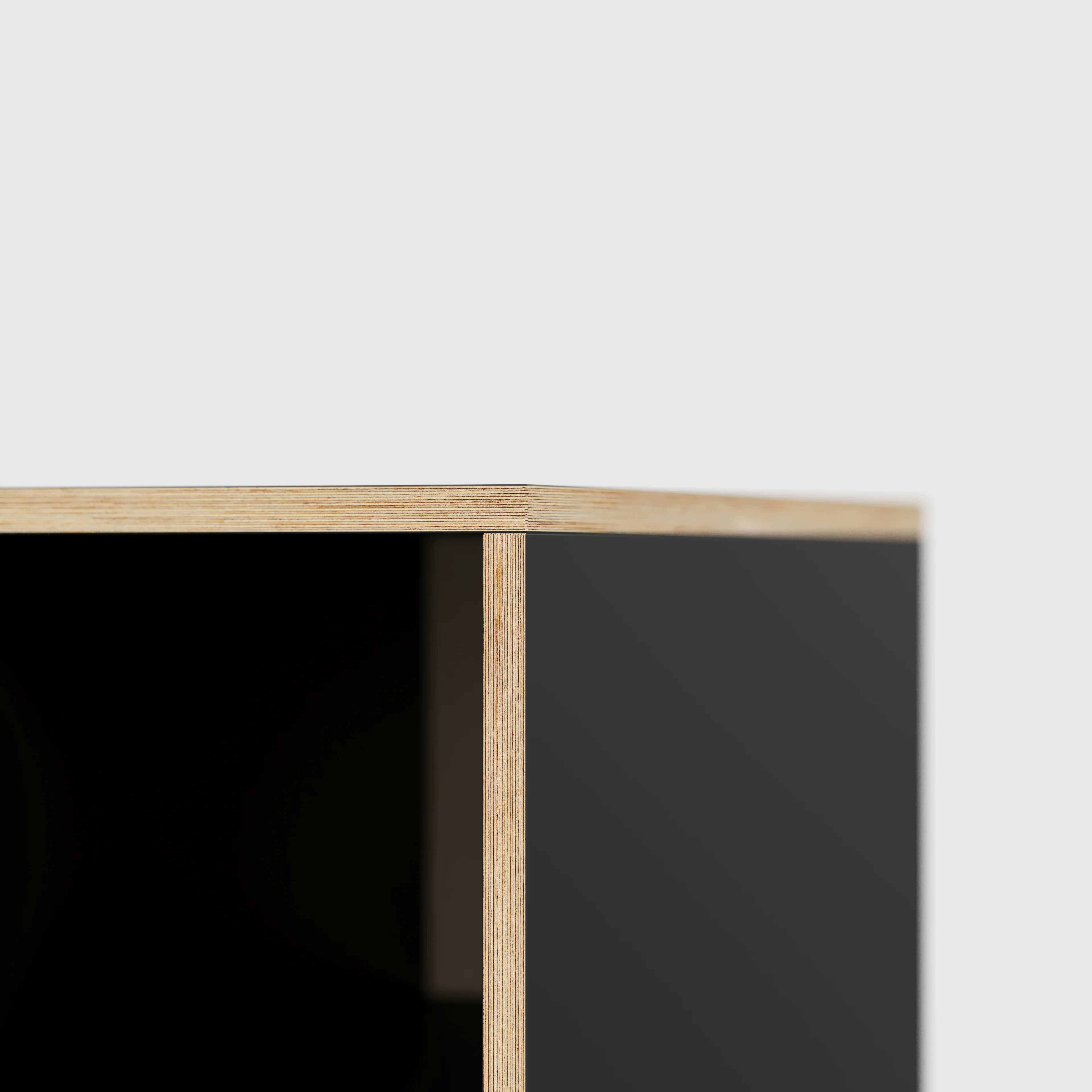 Plywood Desk with Storage Type 1 RH - Open Shelves - Formica Diamond Black - 1600(w) x 800(d) x 750(h) - Image 4