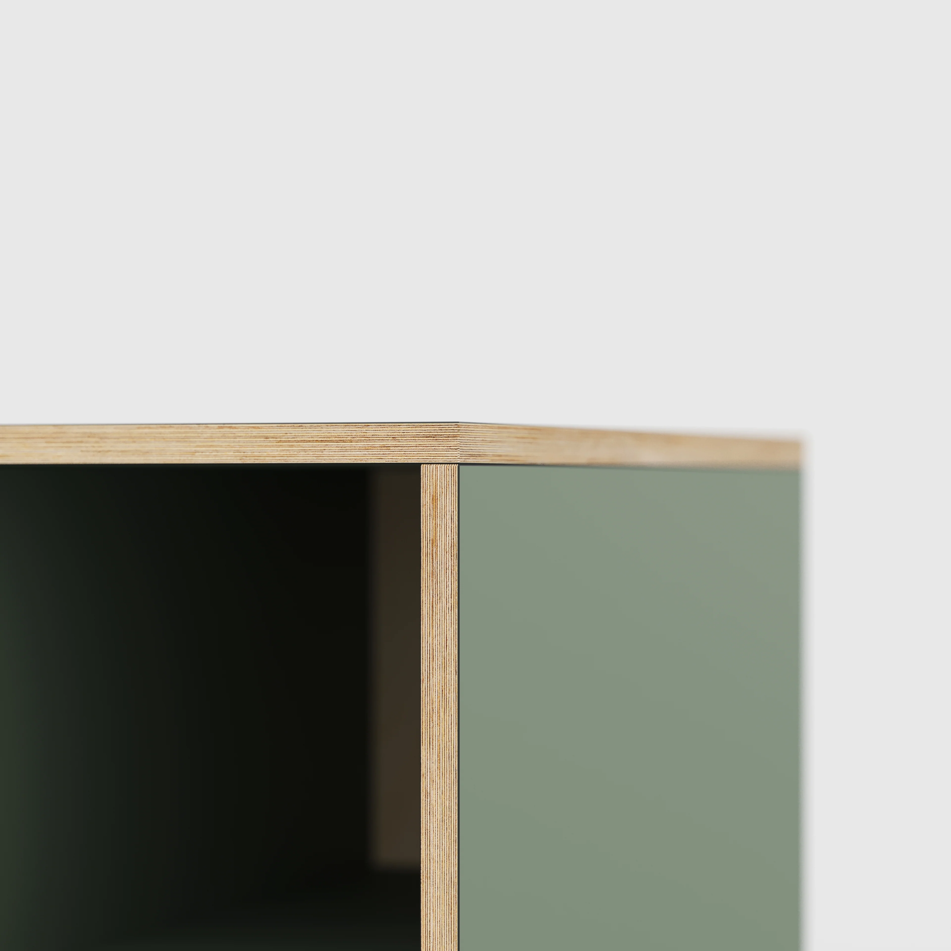 Plywood Desk with Storage Type 1 RH - Open Shelves - Formica Green Slate - 2000(w) x 800(d) x 750(h) - Image 4