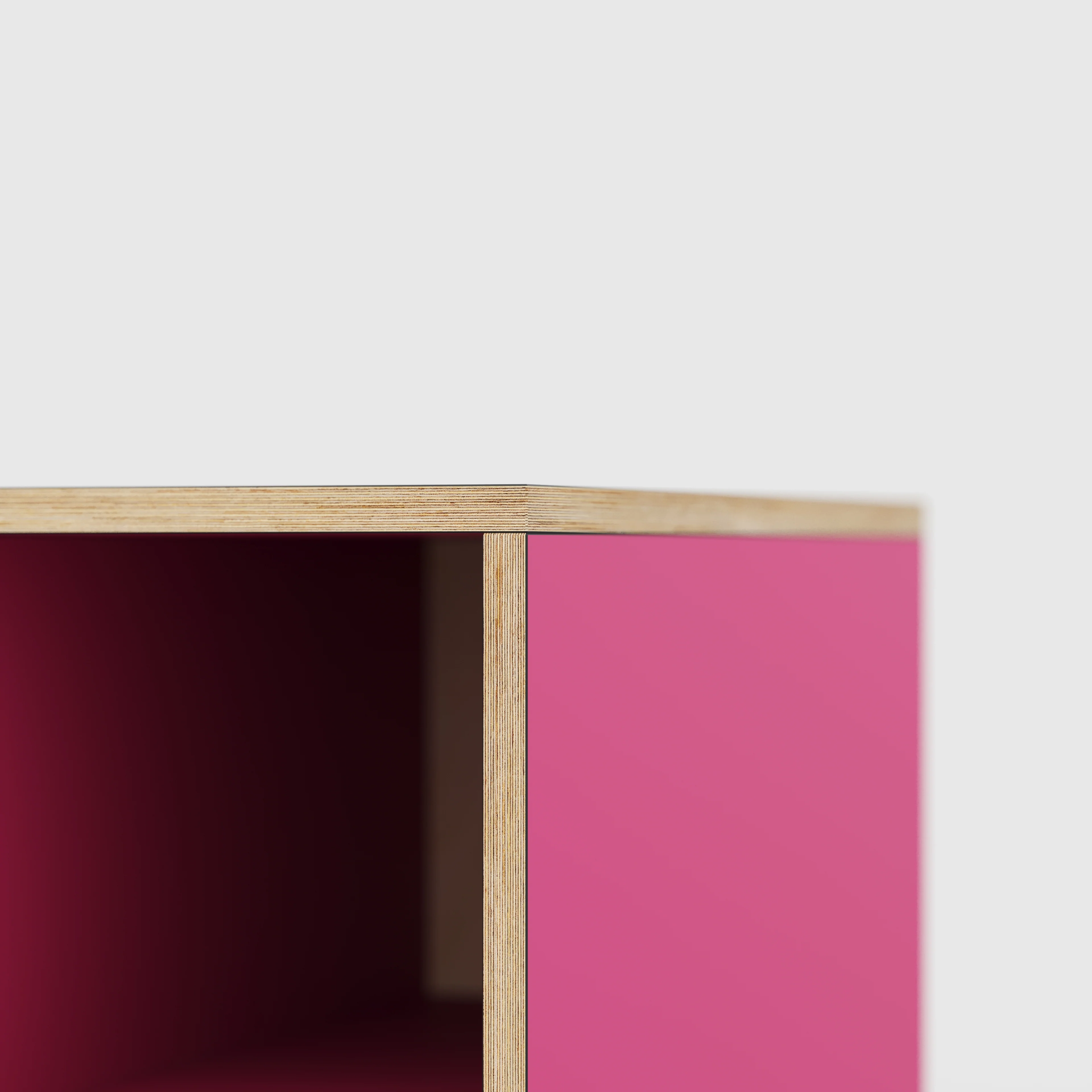 Plywood Desk with Storage Type 1 RH - Open Shelves - Formica Juicy Pink - 1600(w) x 800(d) x 750(h) - Image 4