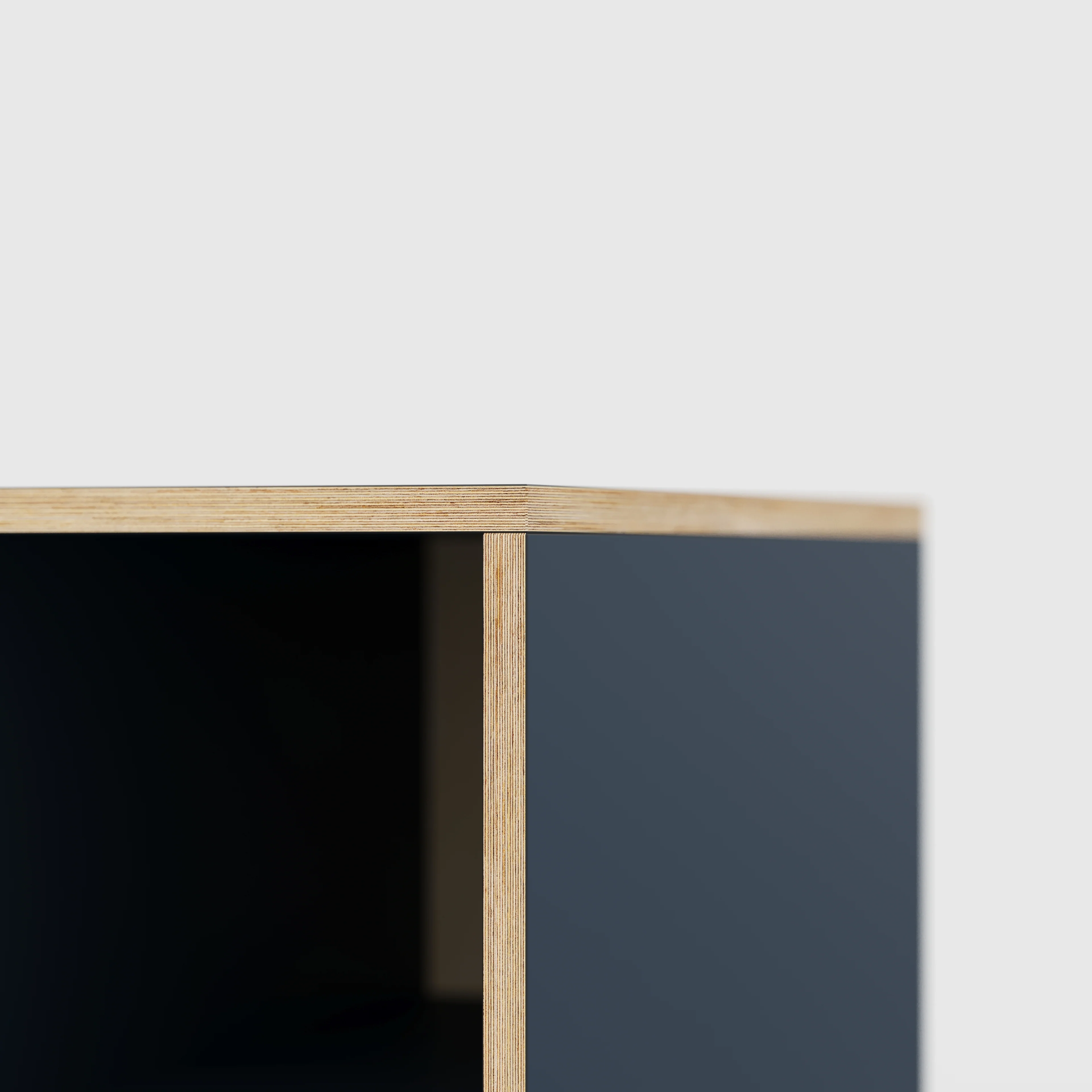 Plywood Desk with Storage Type 1 RH - Open Shelves - Formica Night Sea Blue - 1600(w) x 800(d) x 750(h) - Image 4