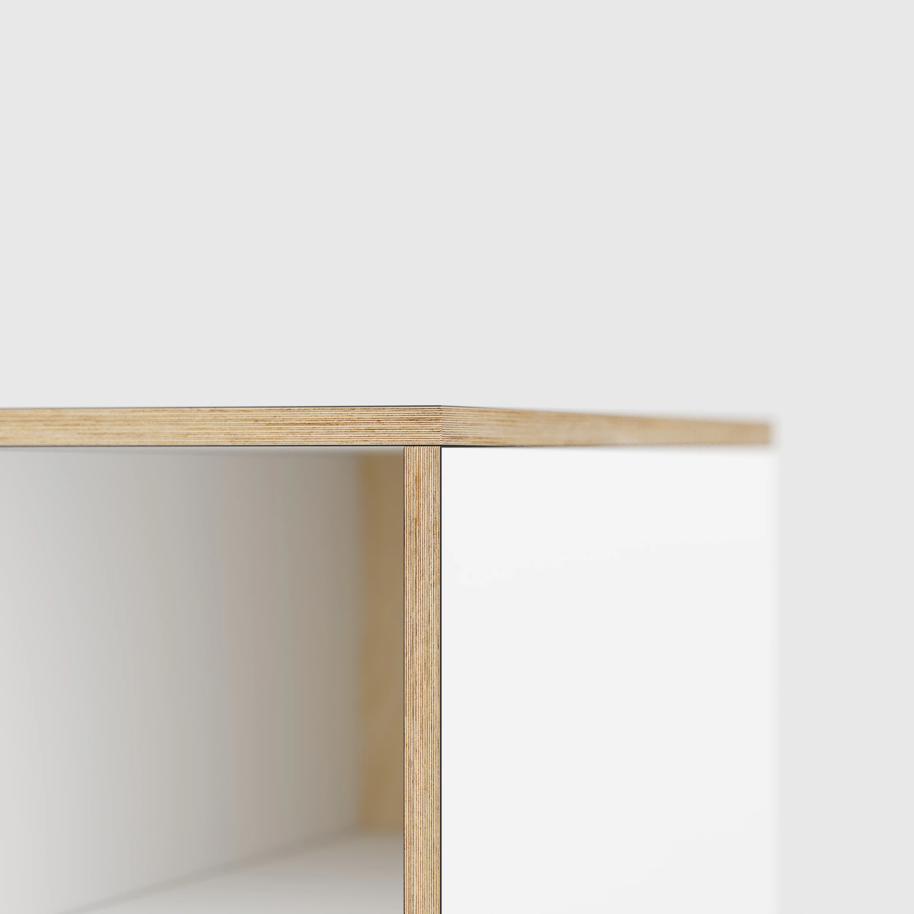 Plywood Desk with Storage Type 1 RH - Open Shelves - Formica White - 1600(w) x 800(d) x 750(h) - Image 4