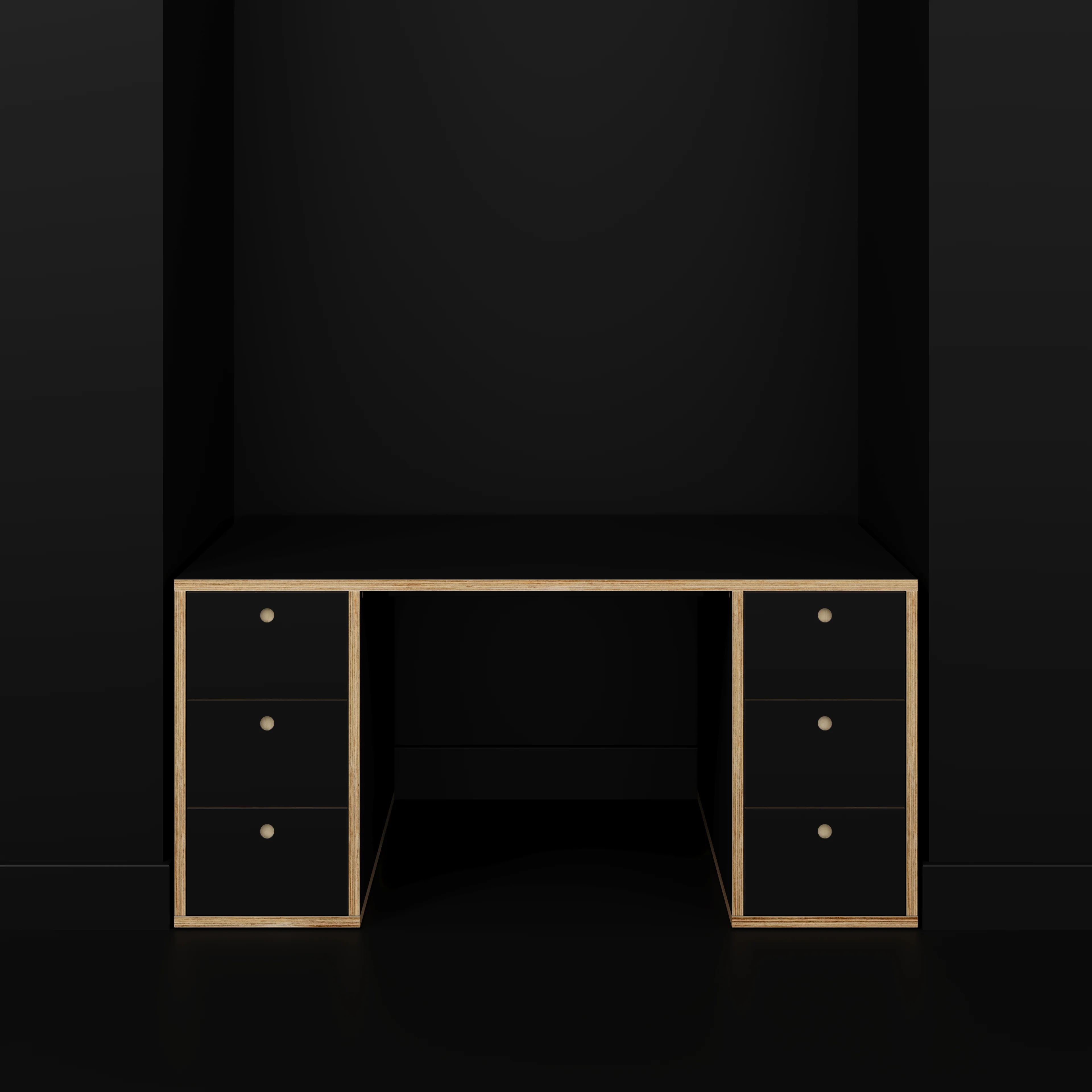 Plywood Desk with Storage Type 2 - Drawers - Formica Diamond Black - 1600(w) x 800(d) x 750(h) - Image 2
