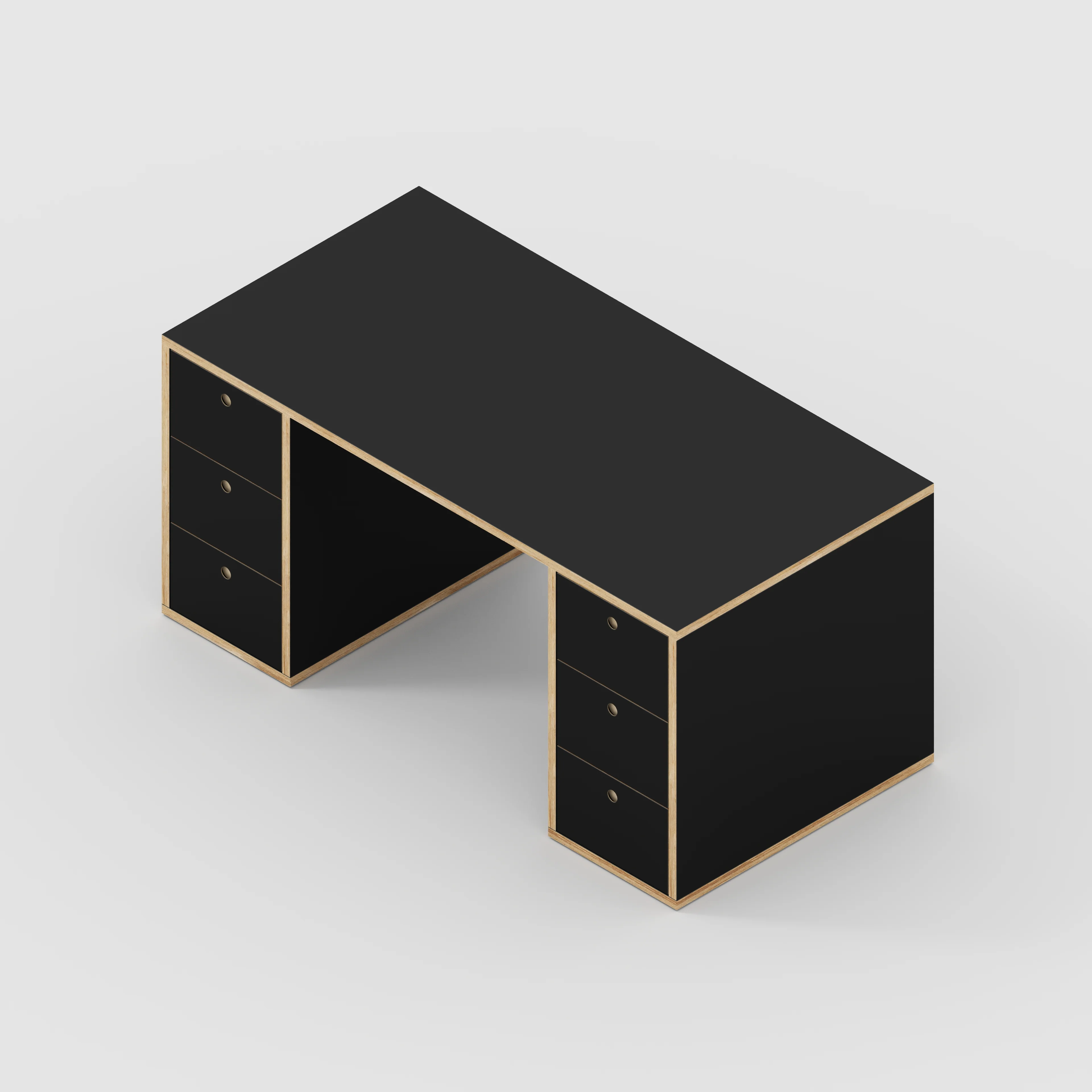 Plywood Desk with Storage Type 2 - Drawers - Formica Diamond Black - 1600(w) x 800(d) x 750(h) - Image 5