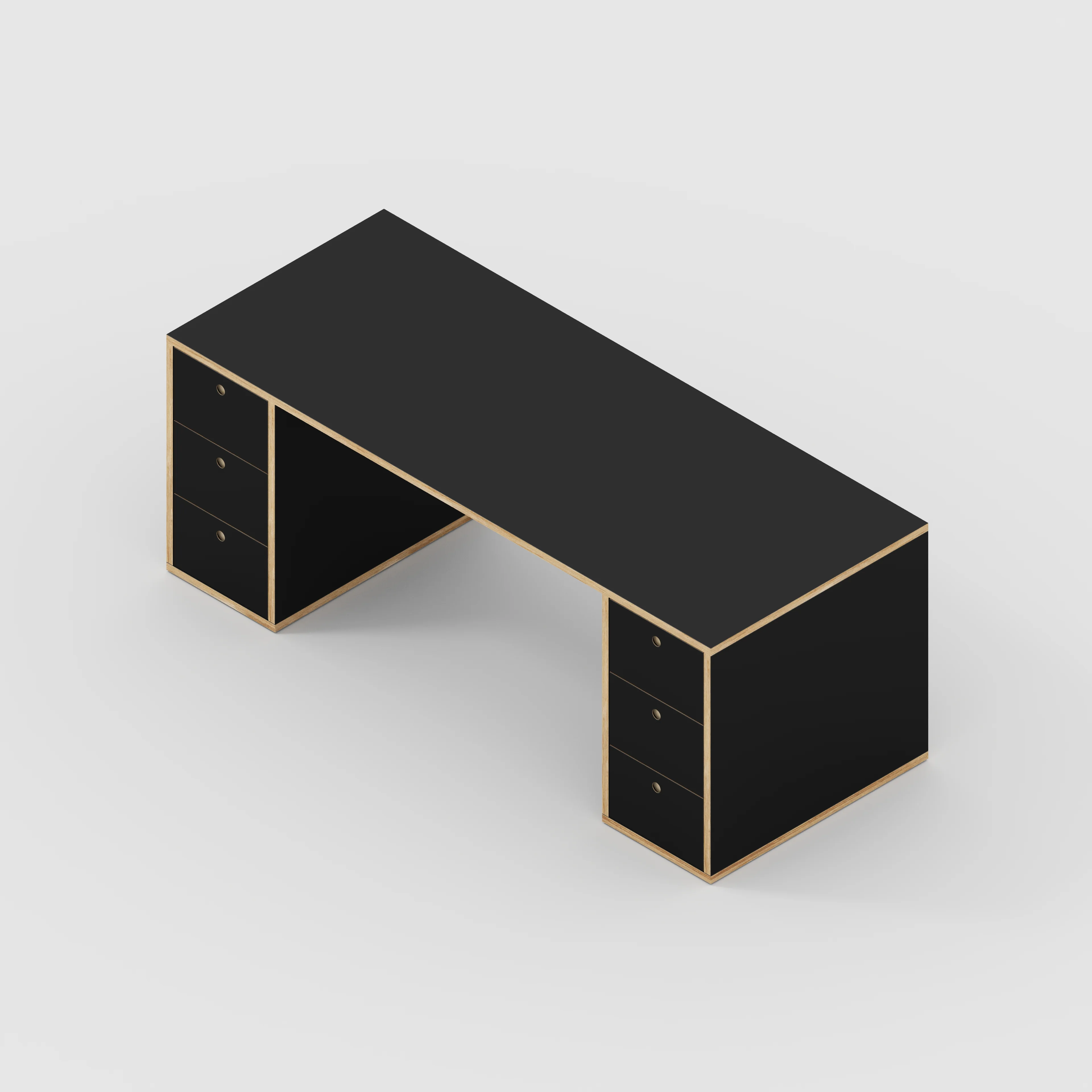 Plywood Desk with Storage Type 2 - Drawers - Formica Diamond Black - 2000(w) x 800(d) x 750(h) - Image 5