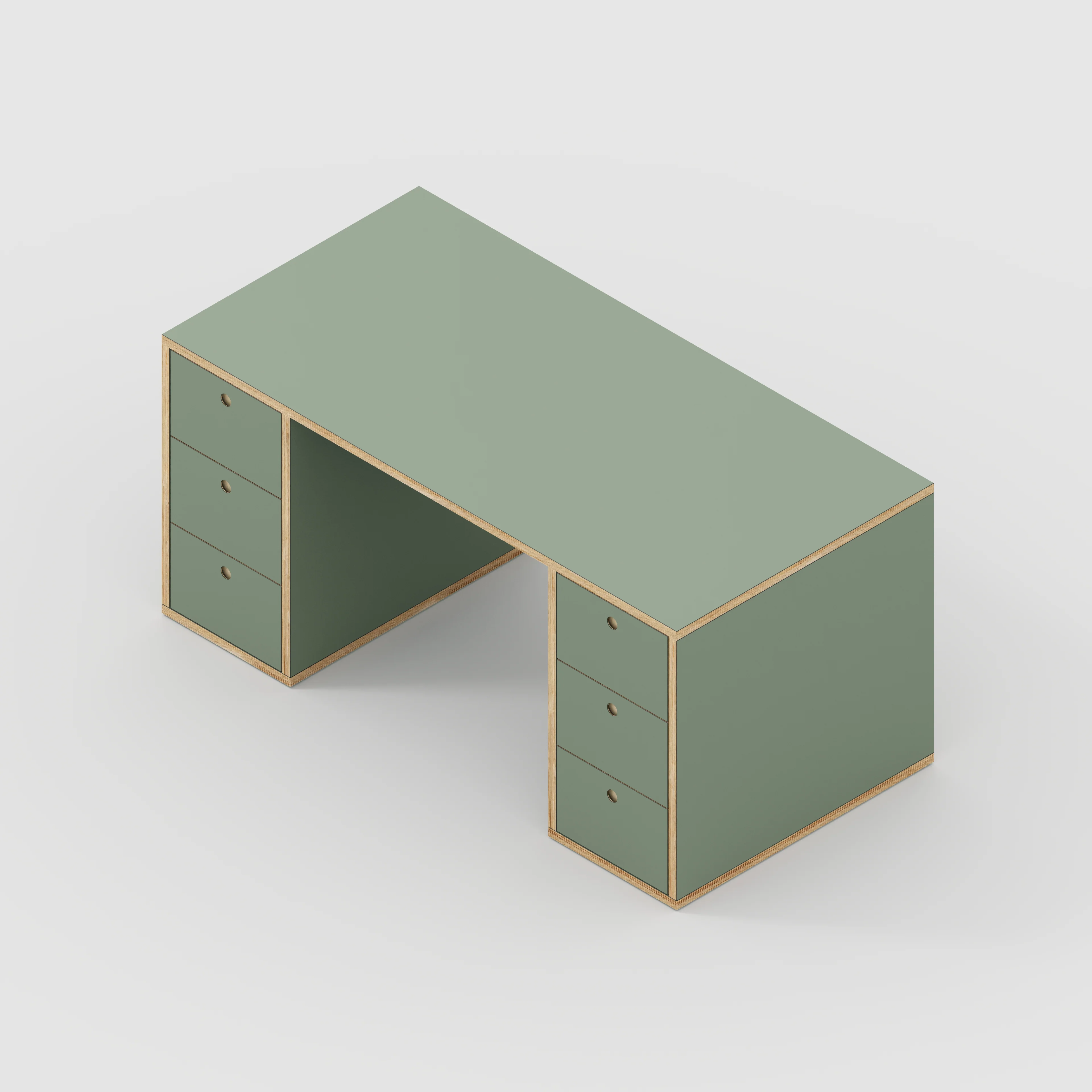 Plywood Desk with Storage Type 2 - Drawers - Formica Green Slate - 1600(w) x 800(d) x 750(h) - Image 5