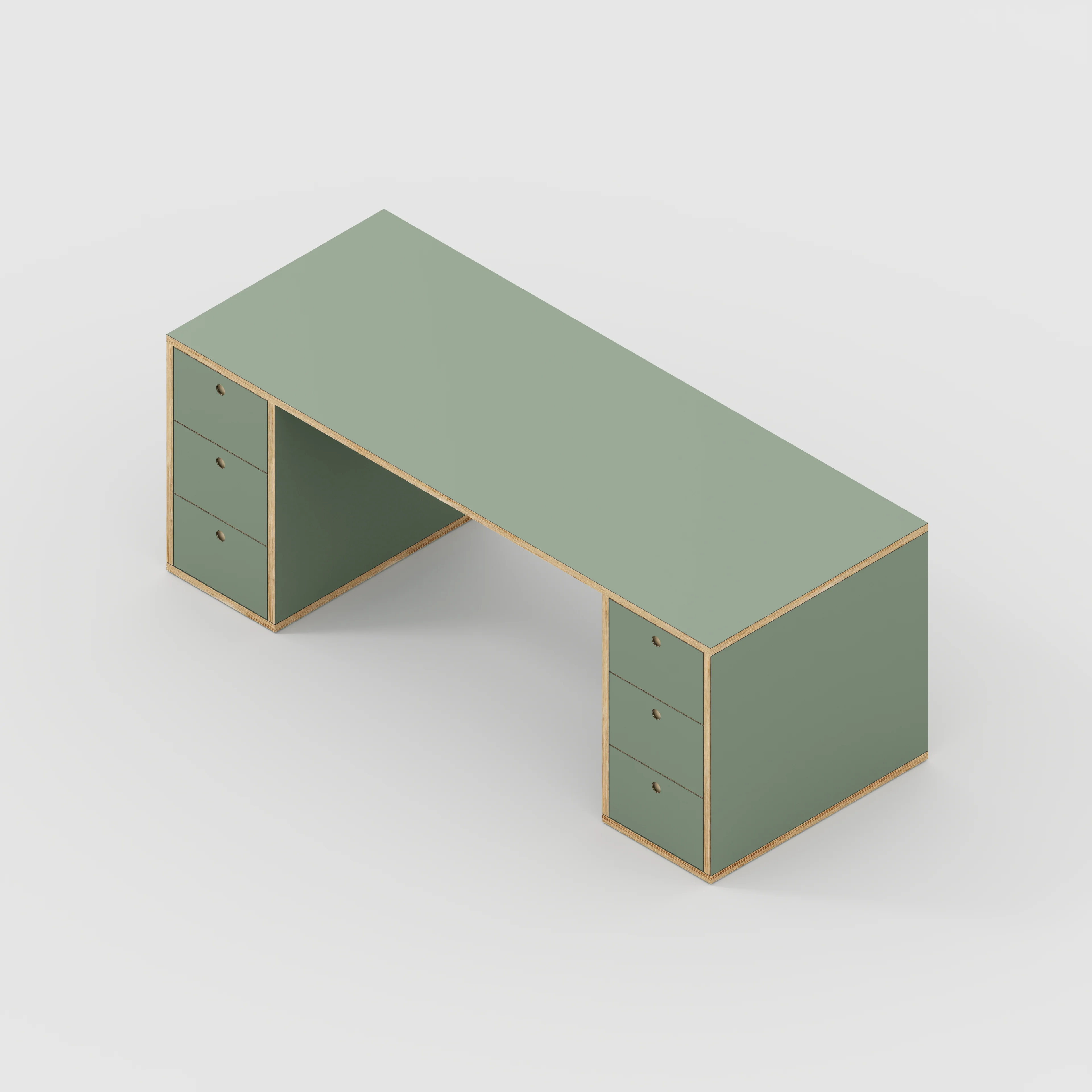 Plywood Desk with Storage Type 2 - Drawers - Formica Green Slate - 2000(w) x 800(d) x 750(h) - Image 5
