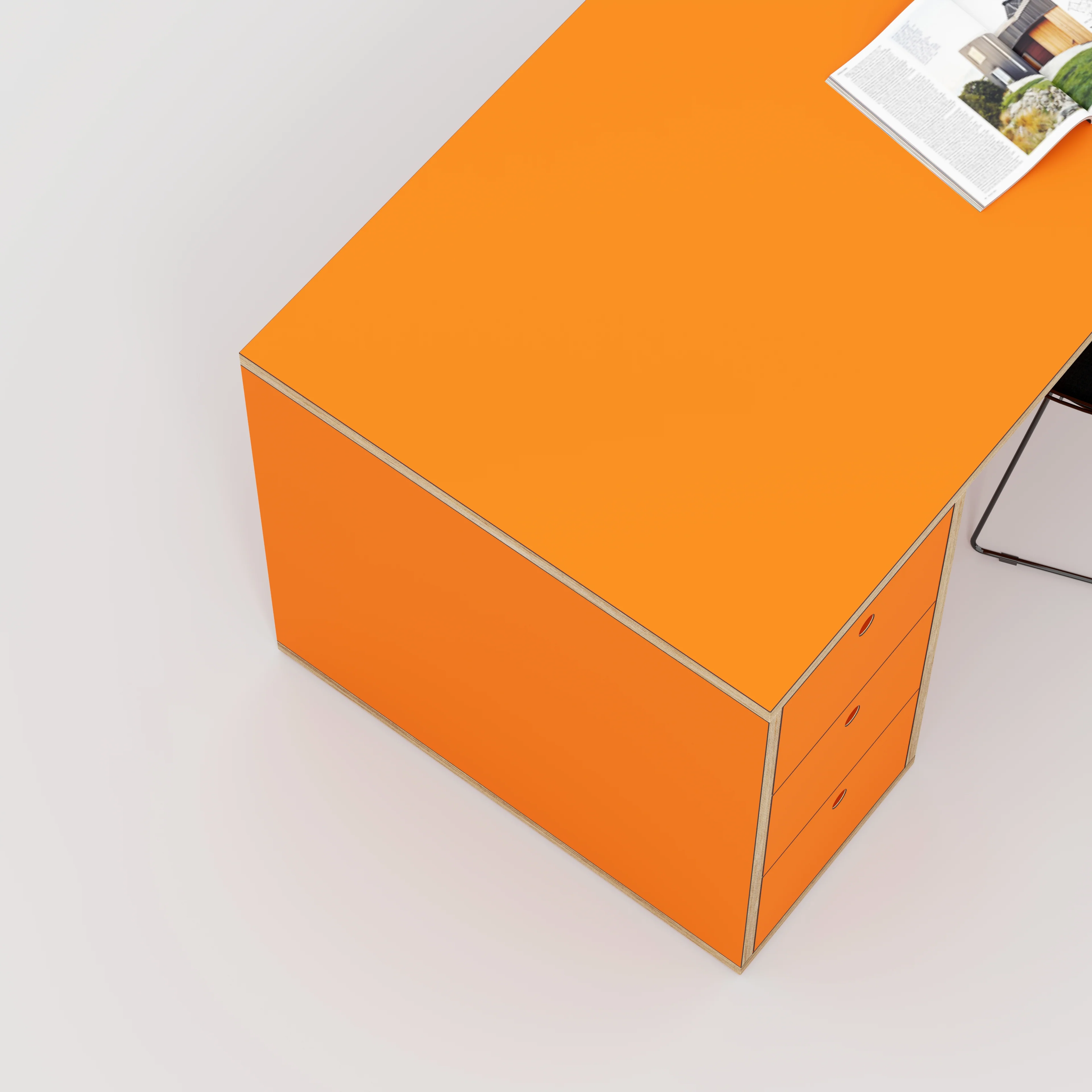 Plywood Desk with Storage Type 2 - Drawers - Formica Levante - 1600(w) x 800(d) x 750(h) - Image 3