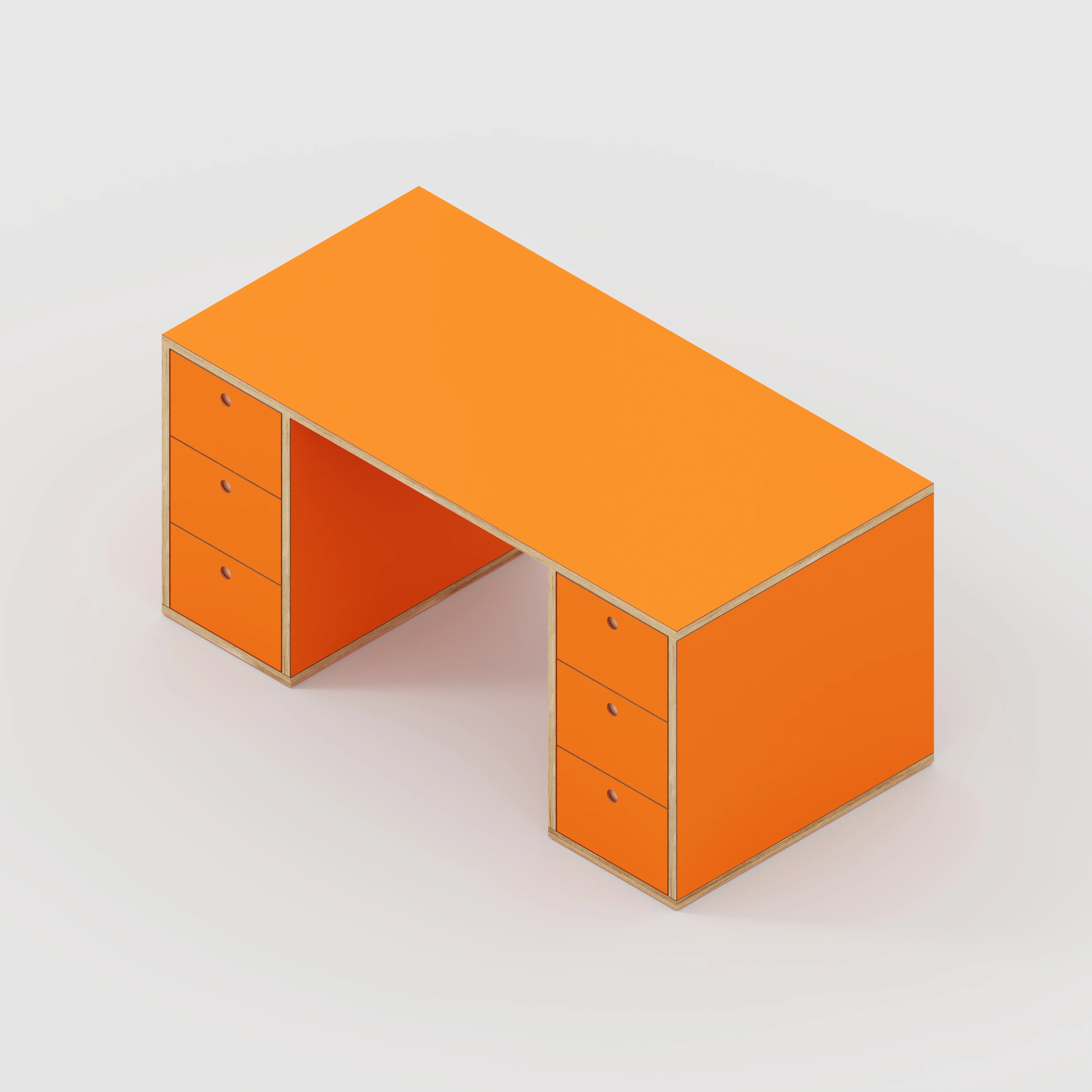 Plywood Desk with Storage Type 2 - Drawers - Formica Levante - 1600(w) x 800(d) x 750(h) - Image 5