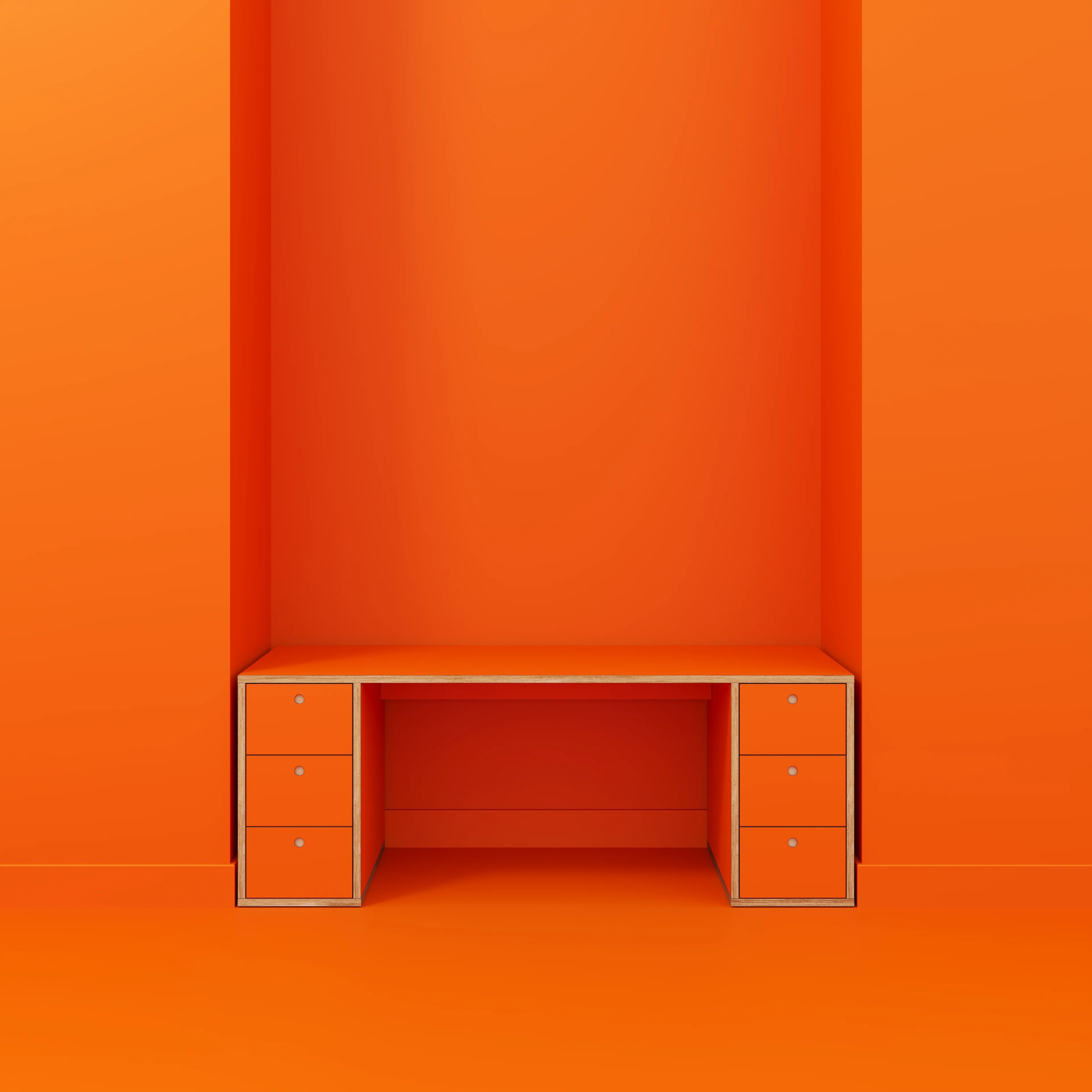 Plywood Desk with Storage Type 2 - Drawers - Formica Levante Orange - 2000(w) x 800(d) x 750(h) - Image 2