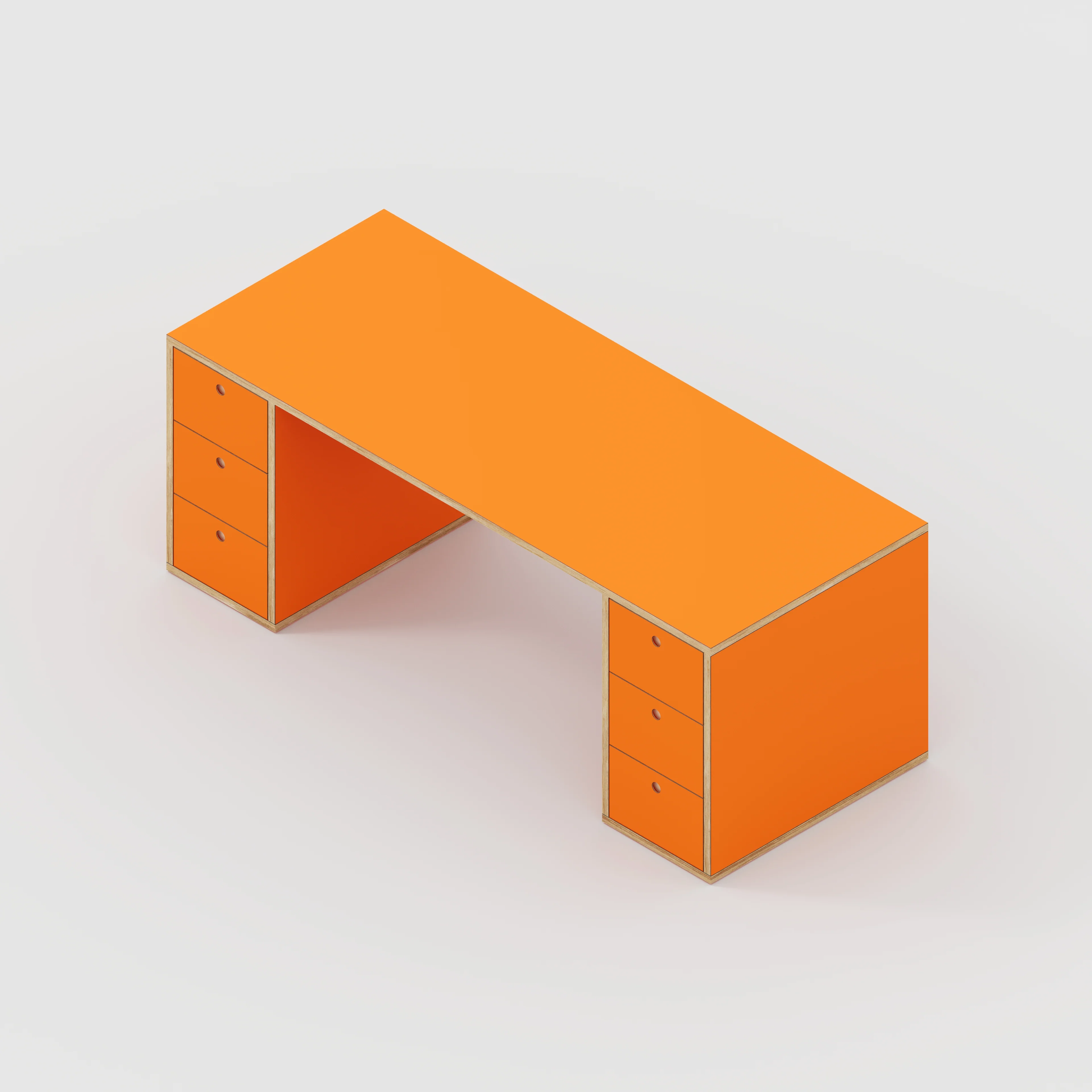 Plywood Desk with Storage Type 2 - Drawers - Formica Levante Orange - 2000(w) x 800(d) x 750(h) - Image 5