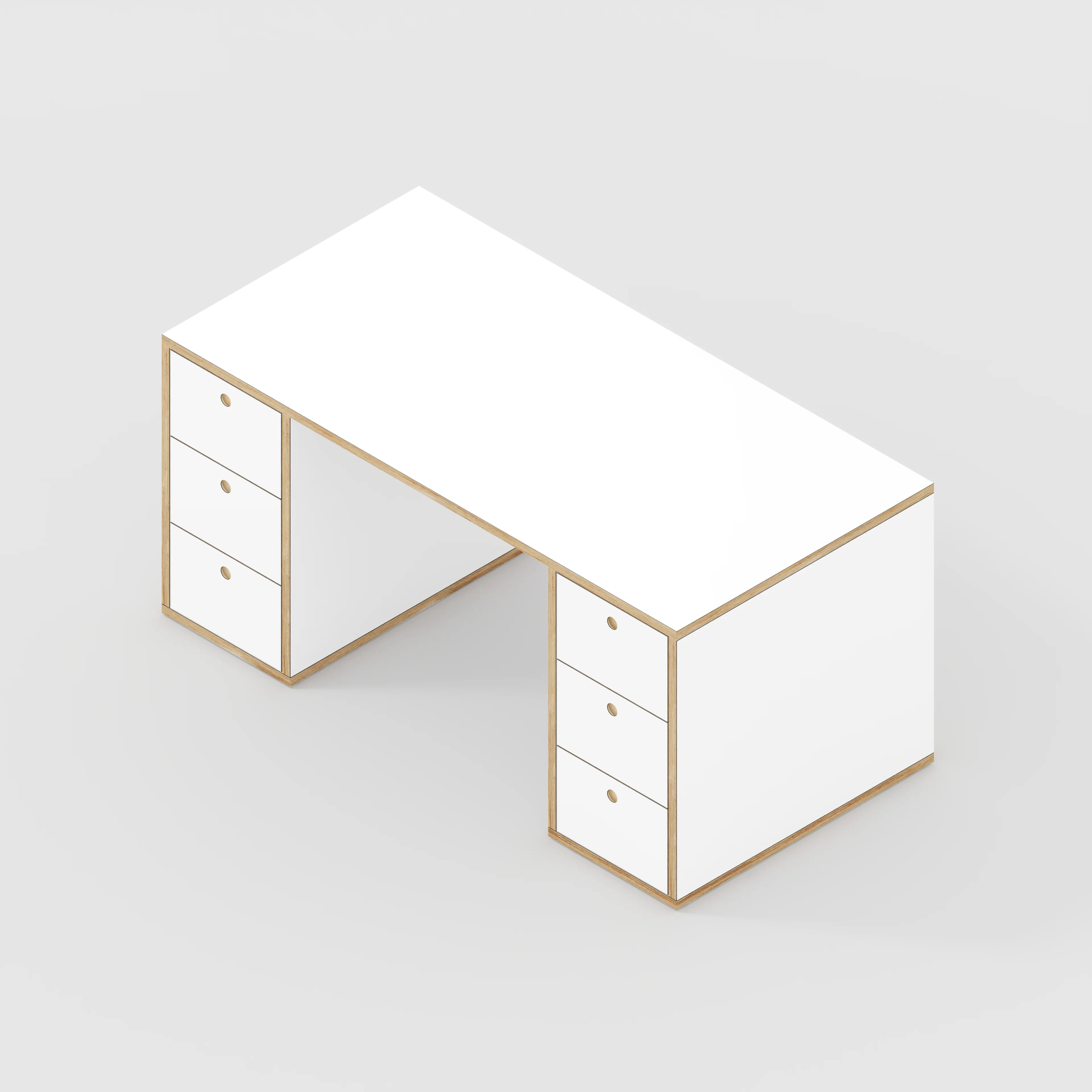Plywood Desk with Storage Type 2 - Drawers - Formica White - 1600(w) x 800(d) x 750(h) - Image 5