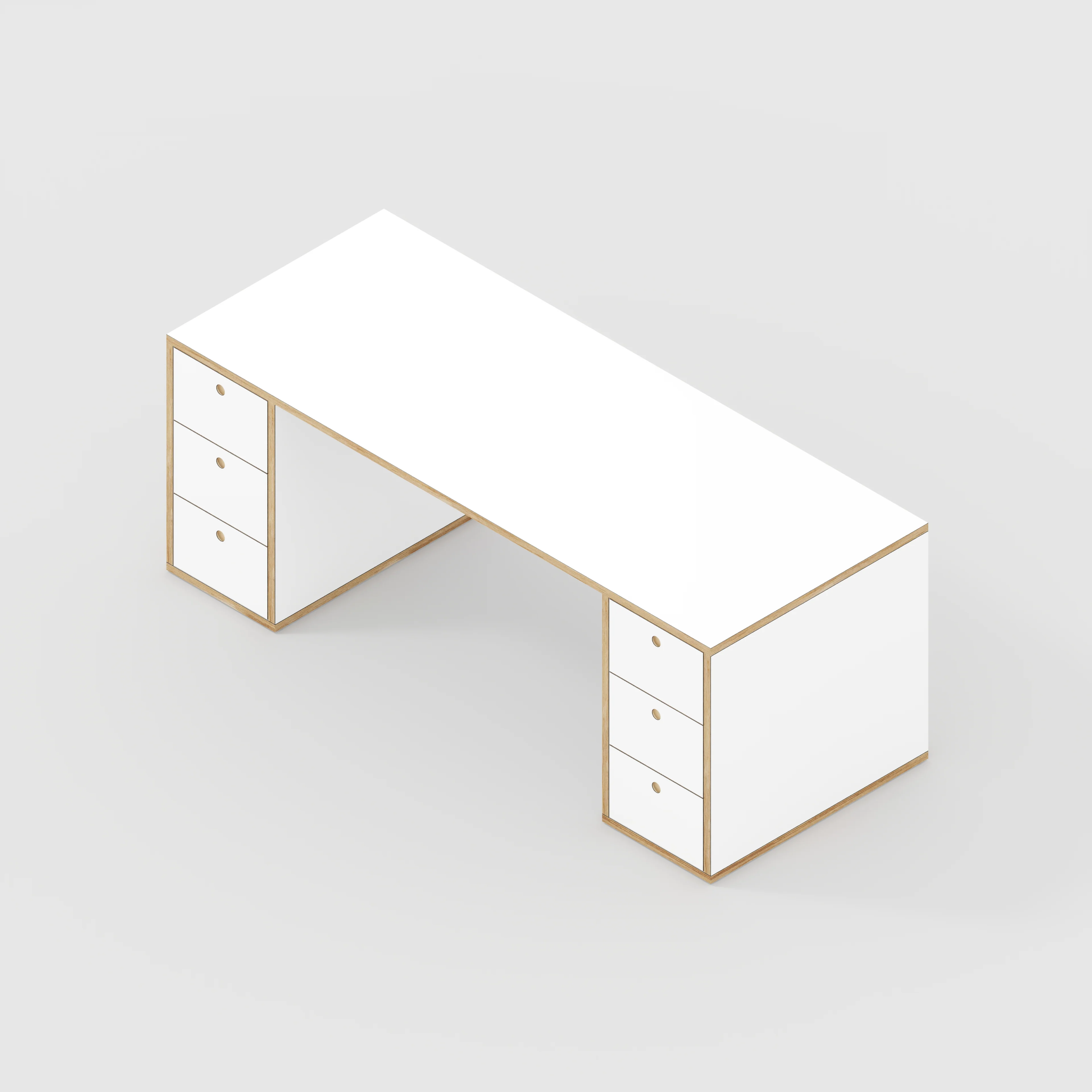 Plywood Desk with Storage Type 2 - Drawers - Formica White - 2000(w) x 800(d) x 750(h) - Image 5