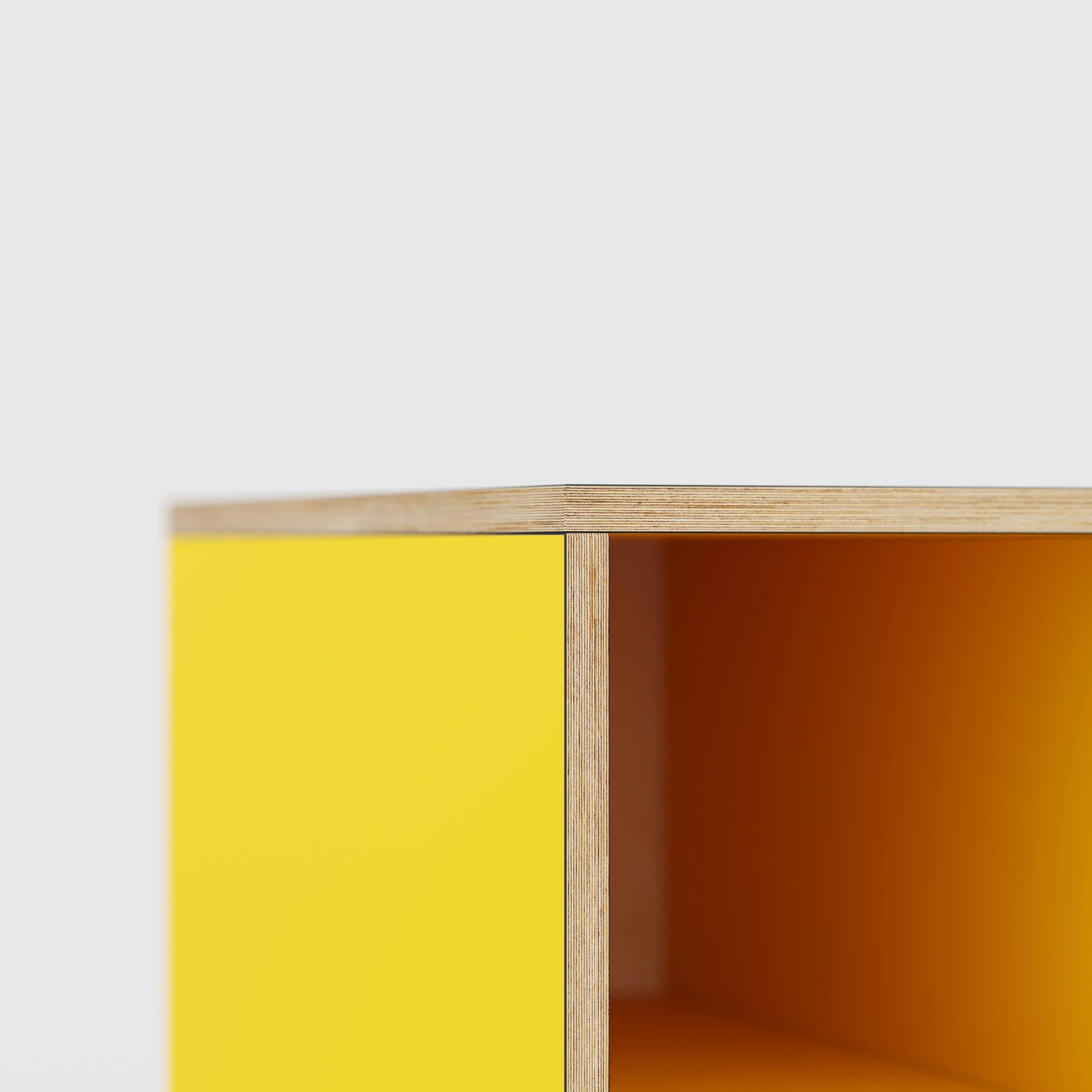 Plywood Desk with Storage Type 2 - Open Shelves - Formica Chrome Yellow - 2000(w) x 800(d) x 750(h) - Image 4