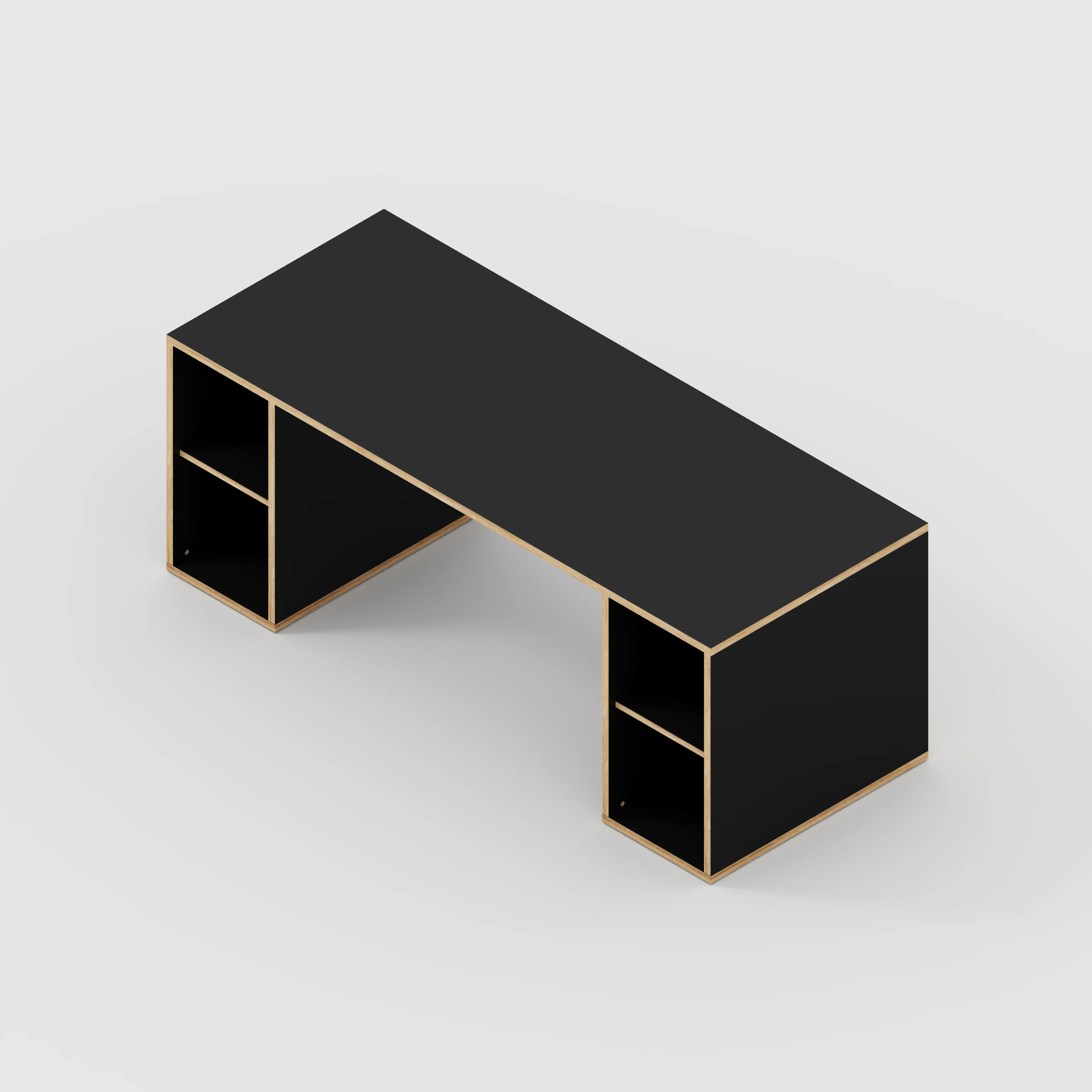 Plywood Desk with Storage Type 2 - Open Shelves - Formica Diamond Black - 2000(w) x 800(d) x 750(h) - Image 5