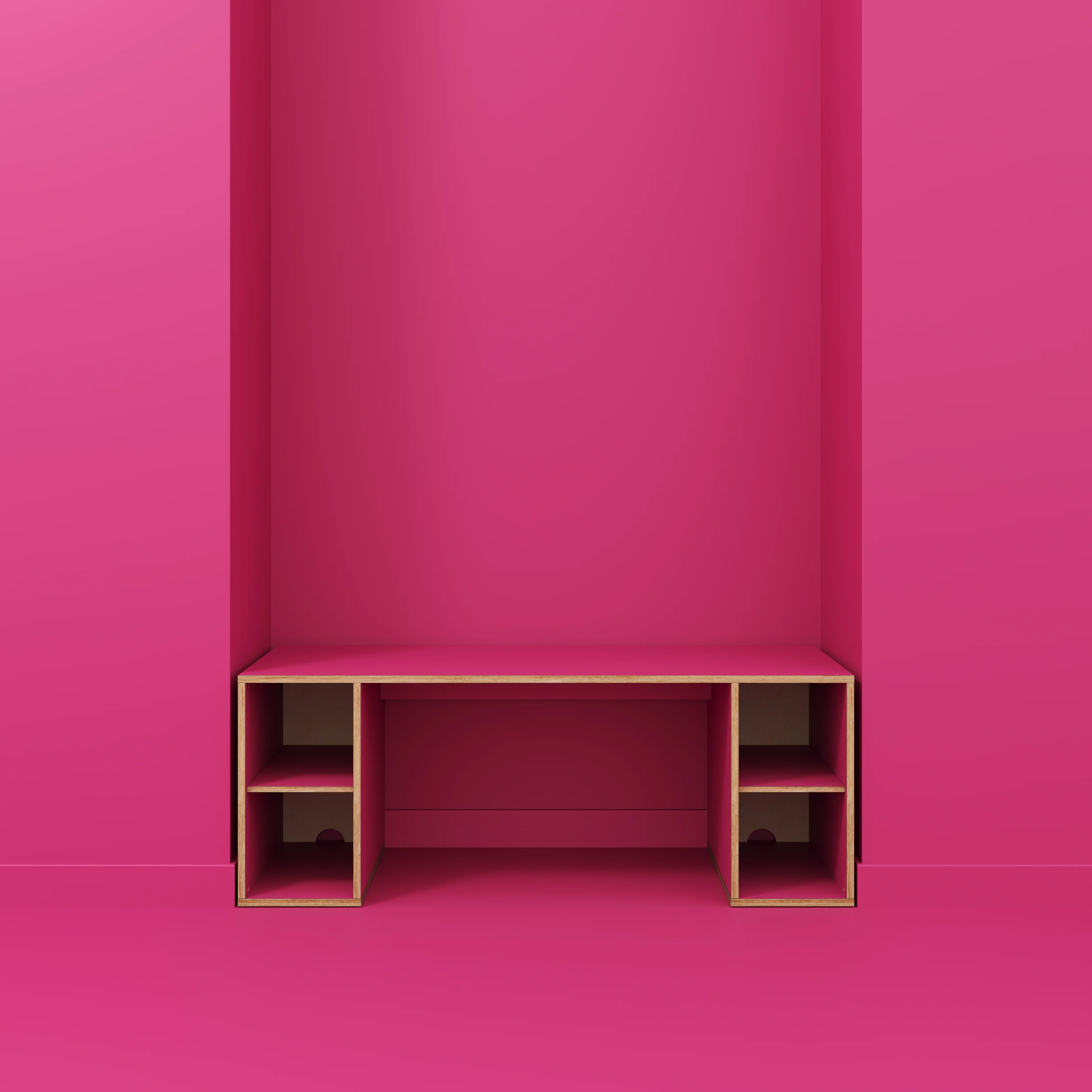 Plywood Desk with Storage Type 2 - Open Shelves - Formica Juicy Pink - 2000(w) x 800(d) x 750(h) - Image 2