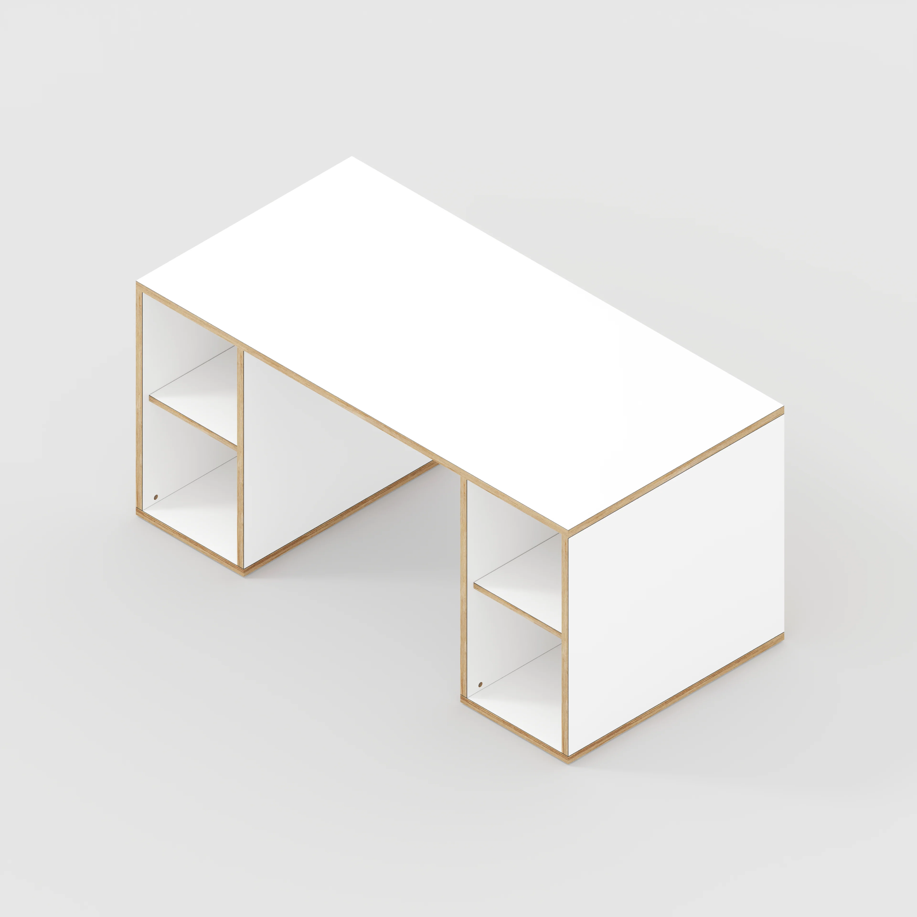 Plywood Desk with Storage Type 2 - Open Shelves - Formica White - 1600(w) x 800(d) x 750(h) - Image 5