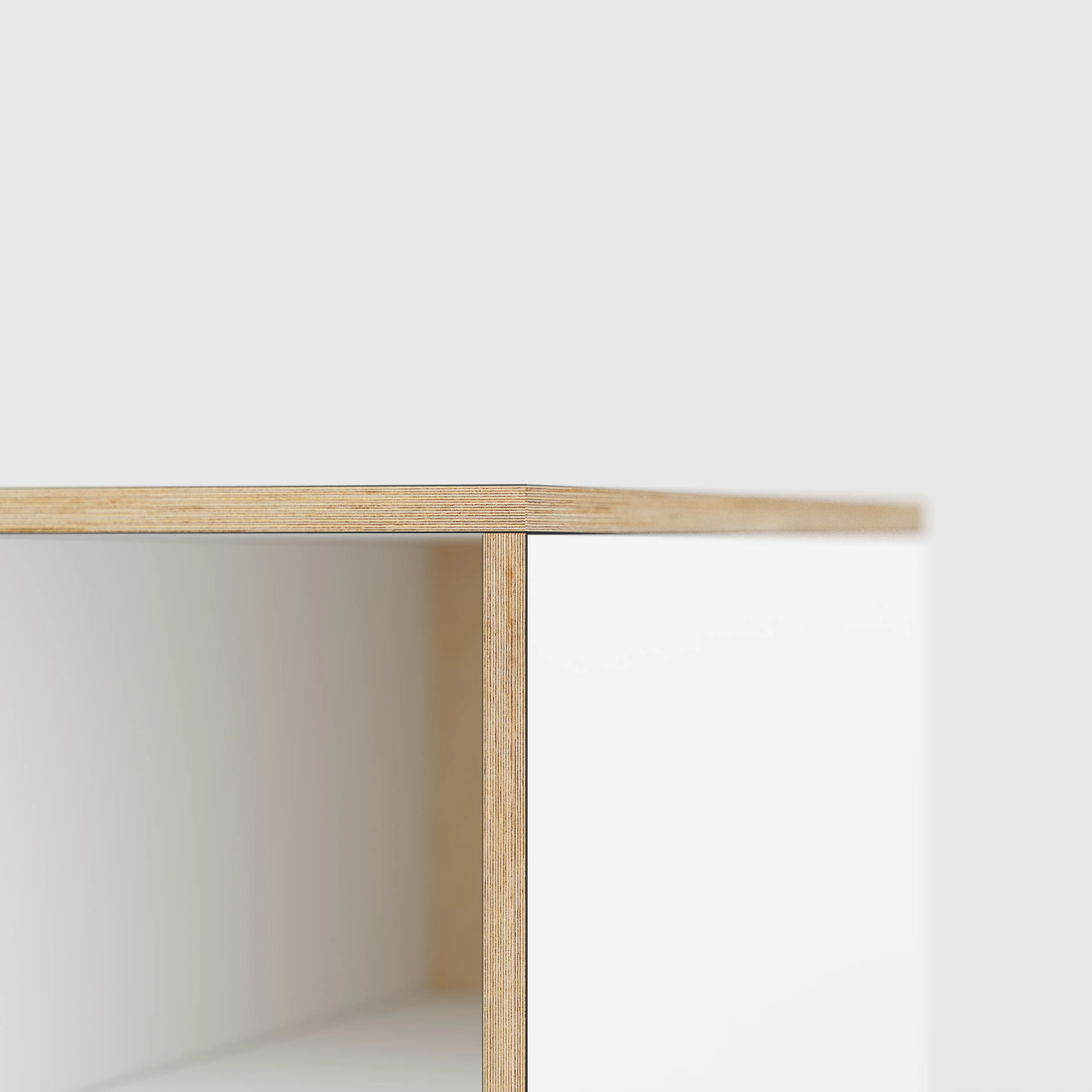 Plywood Desk with Storage Type 2 - Open Shelves - Formica White - 2000(w) x 800(d) x 750(h) - Image 4