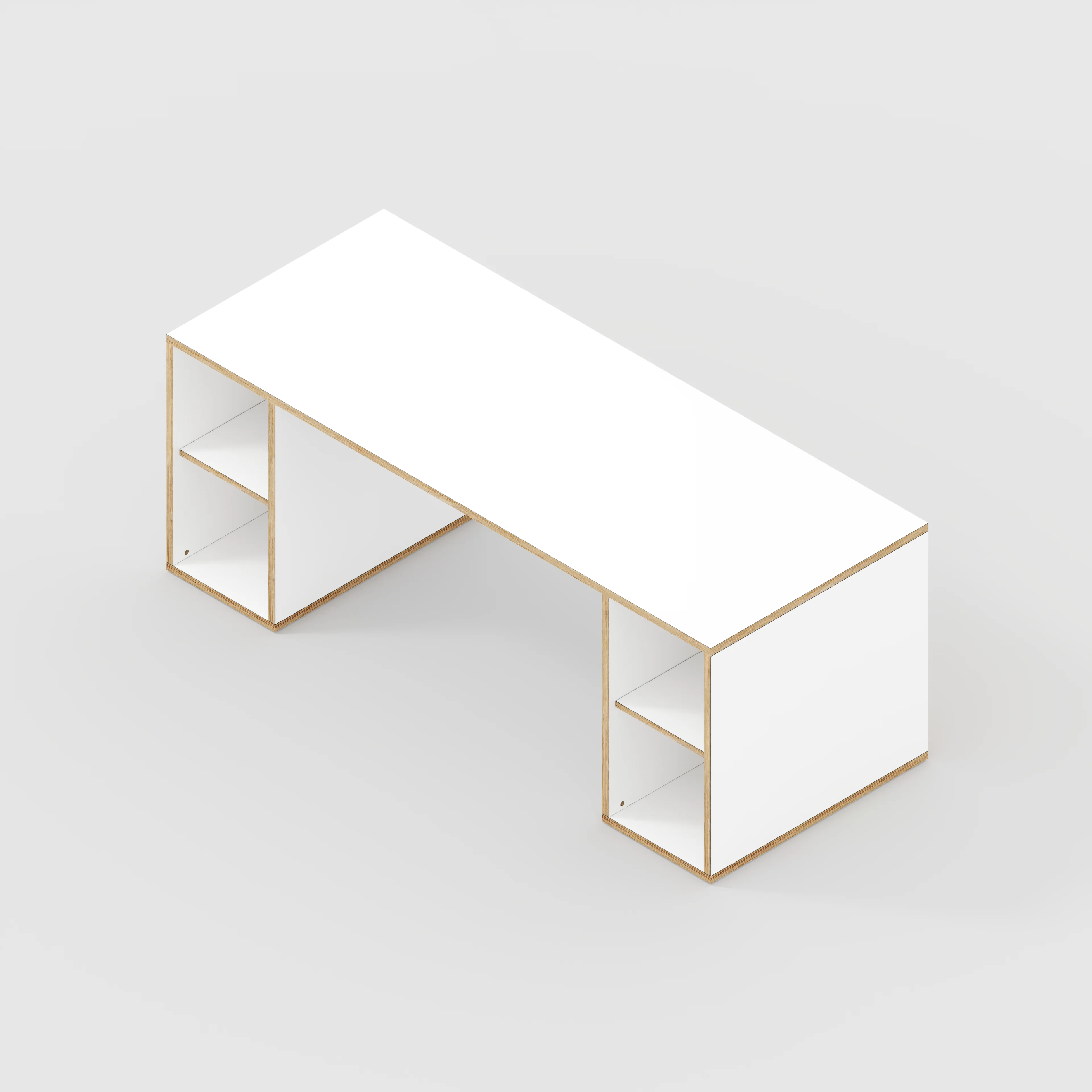Plywood Desk with Storage Type 2 - Open Shelves - Formica White - 2000(w) x 800(d) x 750(h) - Image 5