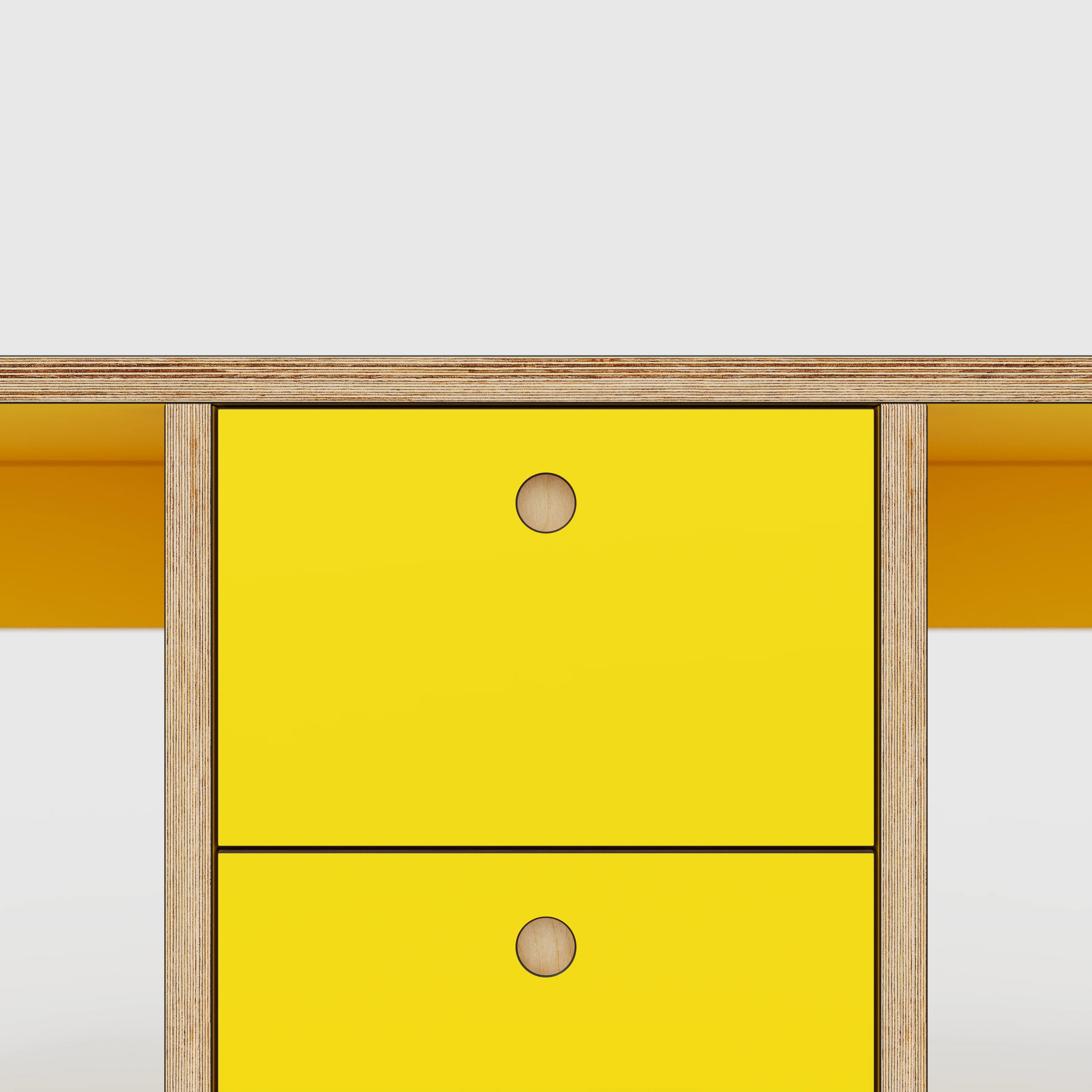 Plywood Desk with Storage Type 3 - Drawers - Formica Chrome Yellow - 2000(w) x 800(d) x 750(h) - Image 4