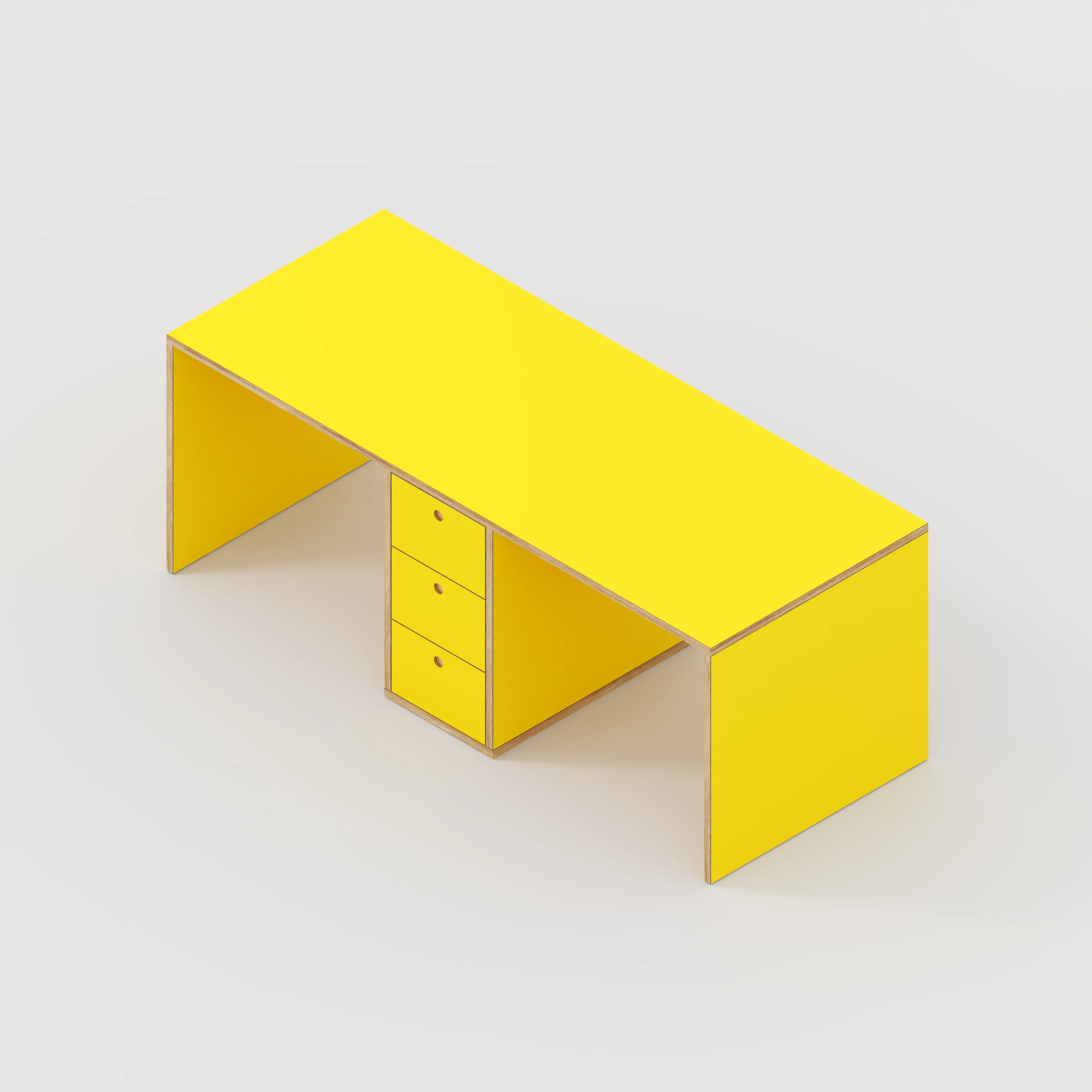 Plywood Desk with Storage Type 3 - Drawers - Formica Chrome Yellow - 2000(w) x 800(d) x 750(h) - Image 5