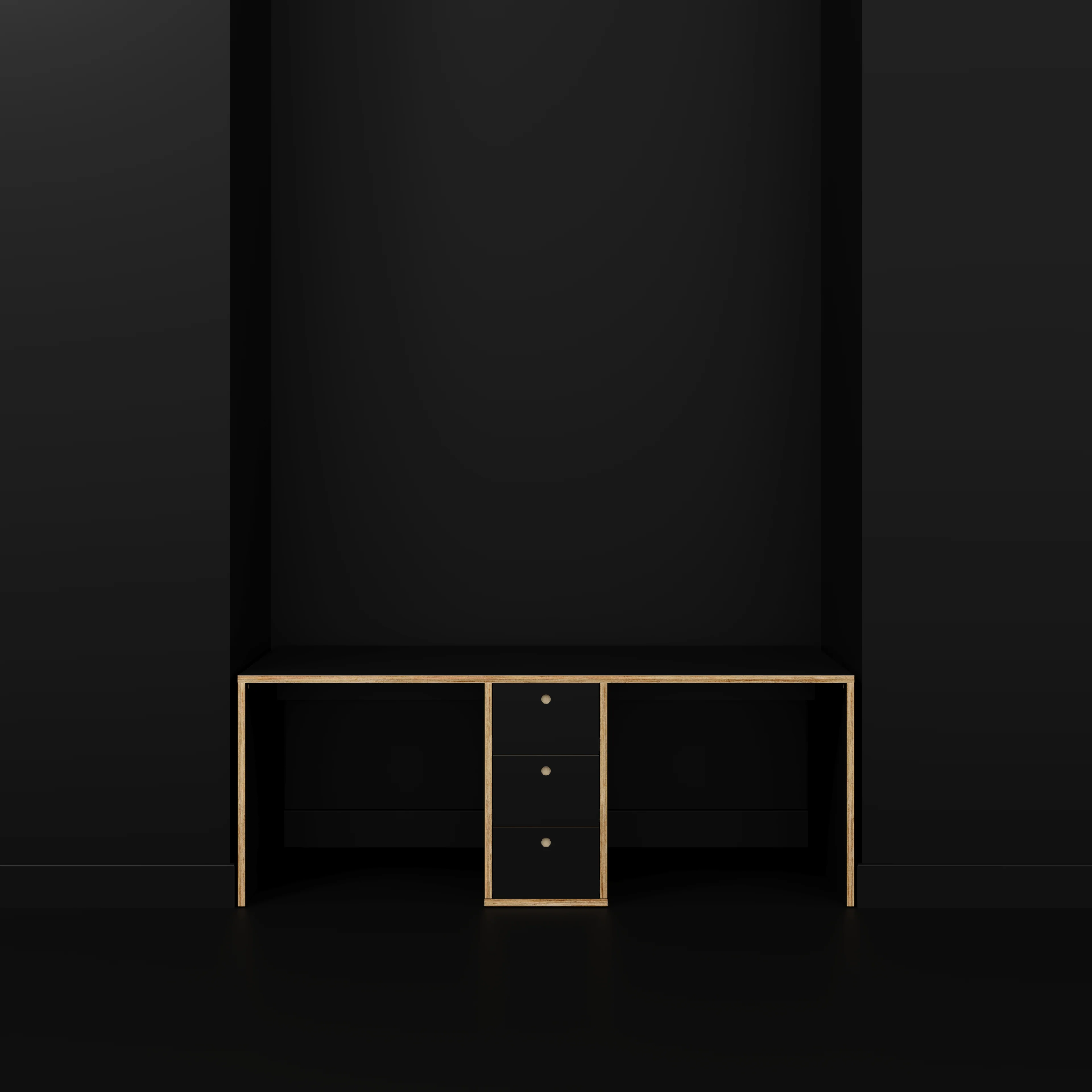 Plywood Desk with Storage Type 3 - Drawers - Formica Diamond Black - 2000(w) x 800(d) x 750(h) - Image 2