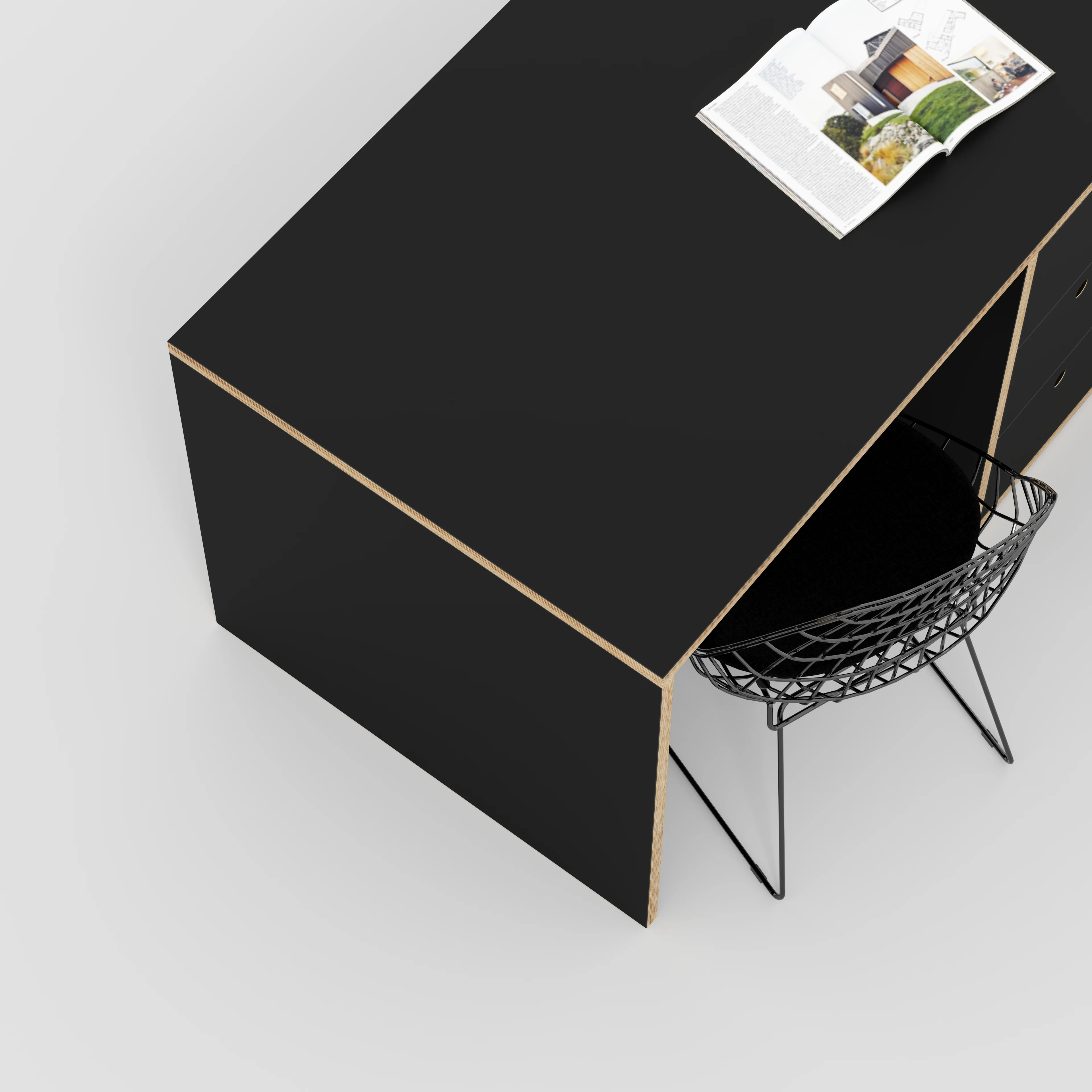 Plywood Desk with Storage Type 3 - Drawers - Formica Diamond Black - 2000(w) x 800(d) x 750(h) - Image 3