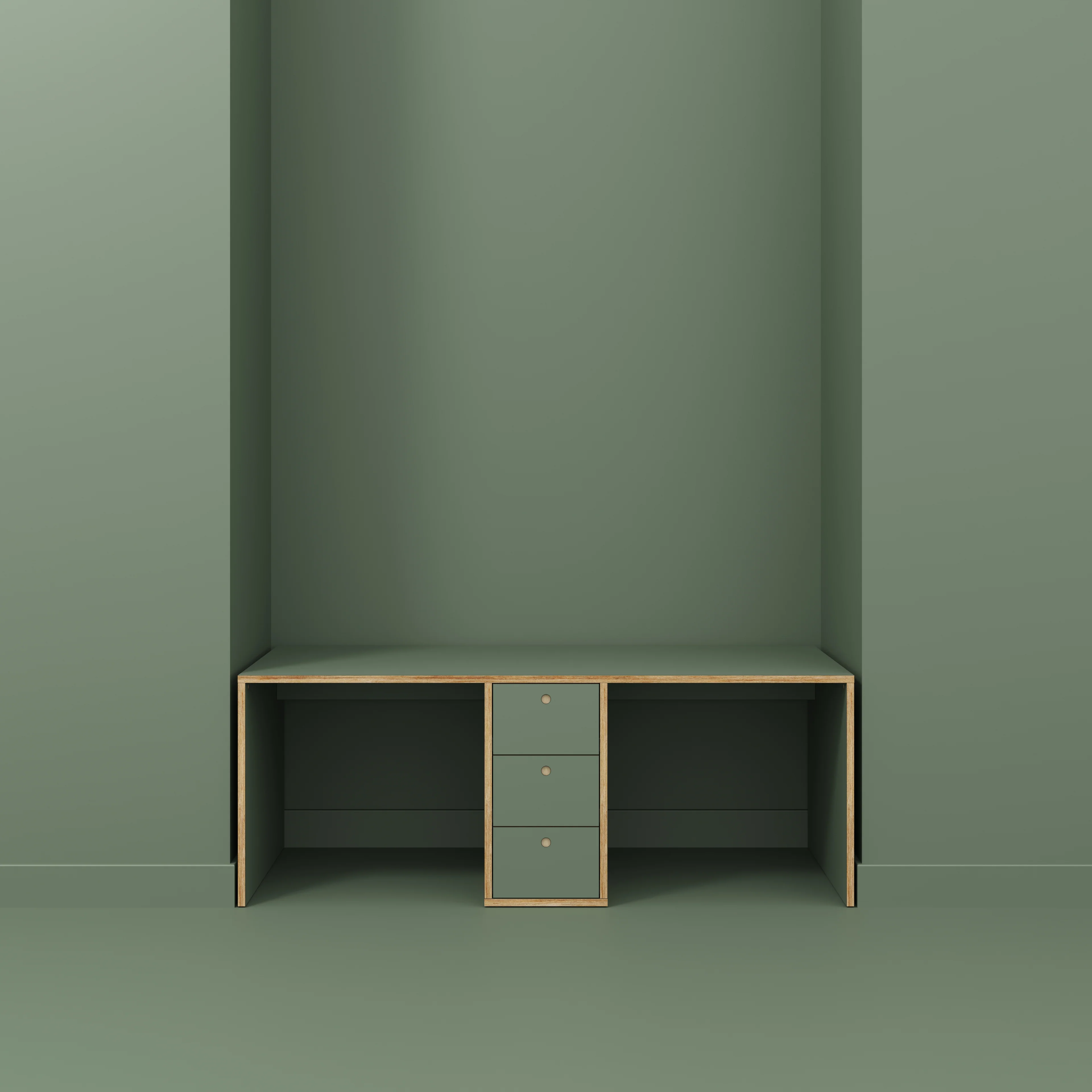 Plywood Desk with Storage Type 3 - Drawers - Formica Green Slate - 2000(w) x 800(d) x 750(h) - Image 2