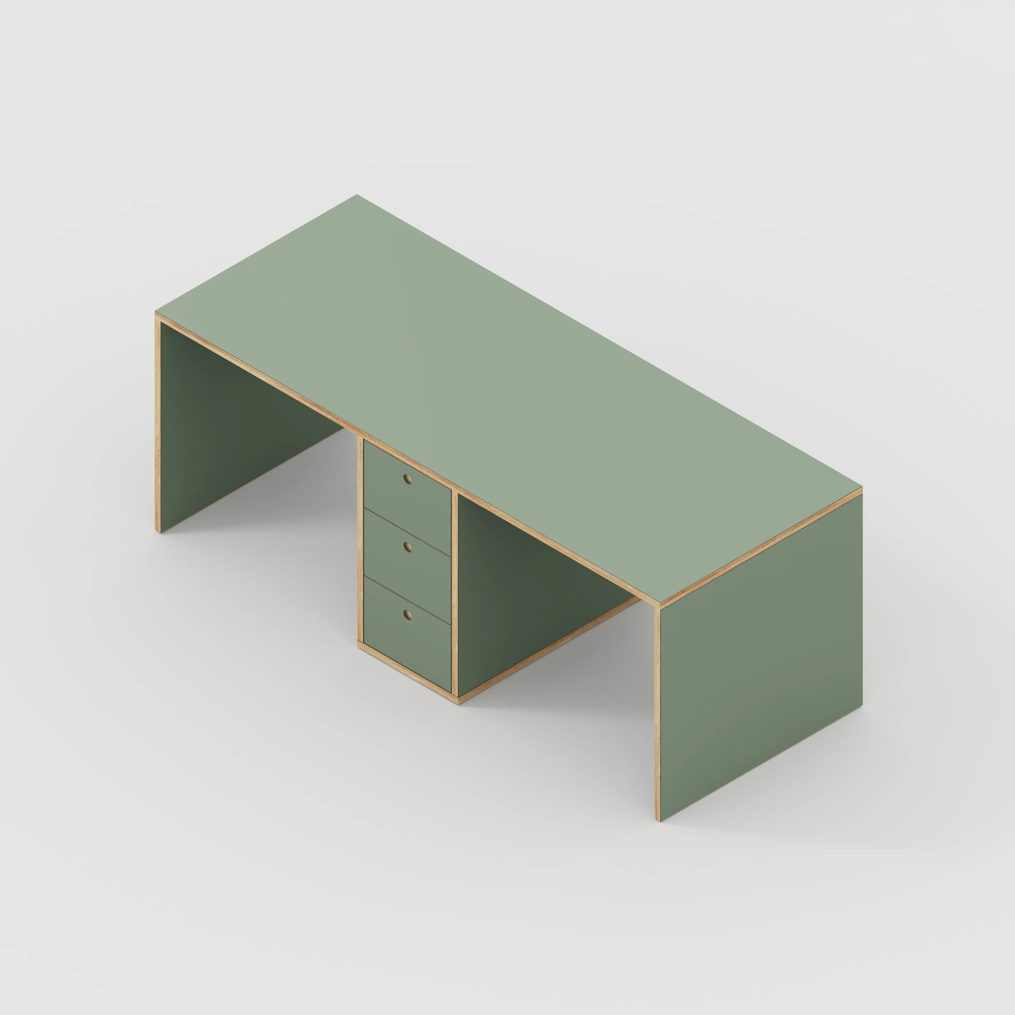 Plywood Desk with Storage Type 3 - Drawers - Formica Green Slate - 2000(w) x 800(d) x 750(h) - Image 5