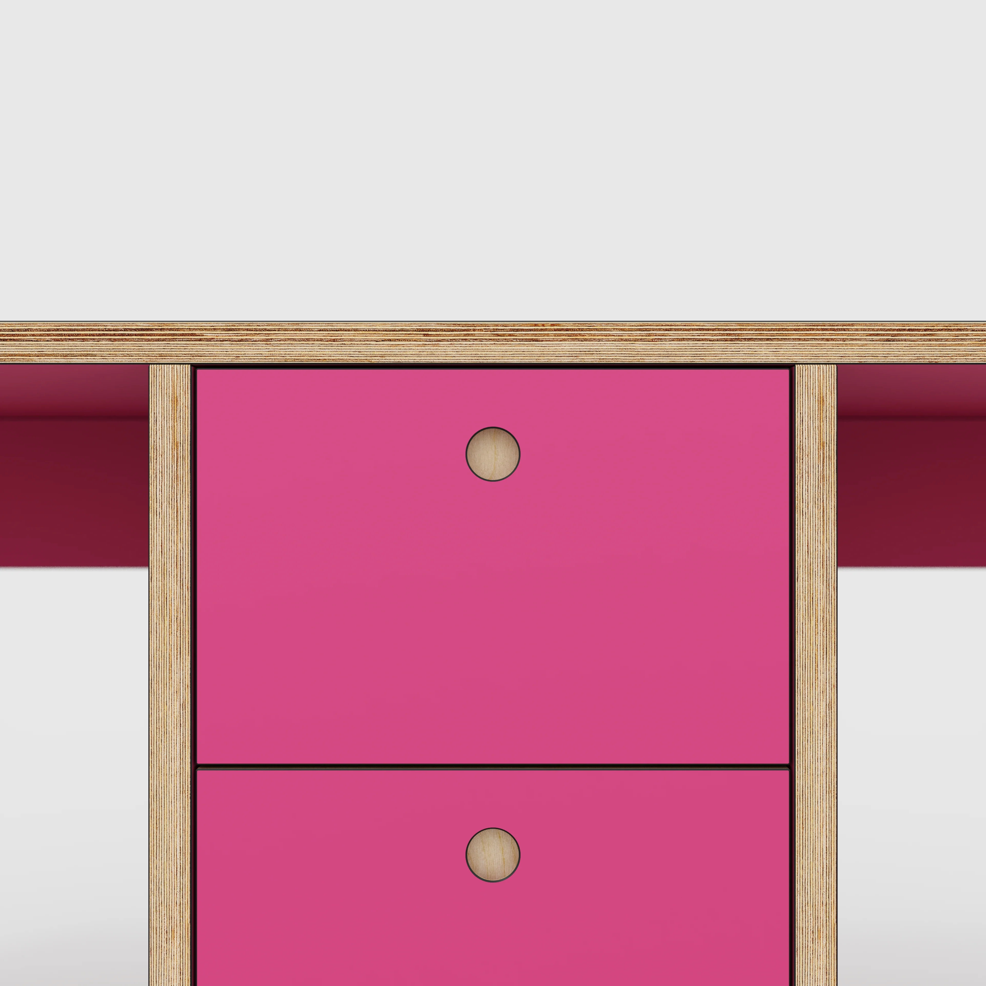 Plywood Desk with Storage Type 3 - Drawers - Formica Juicy Pink - 2000(w) x 800(d) x 750(h) - Image 4