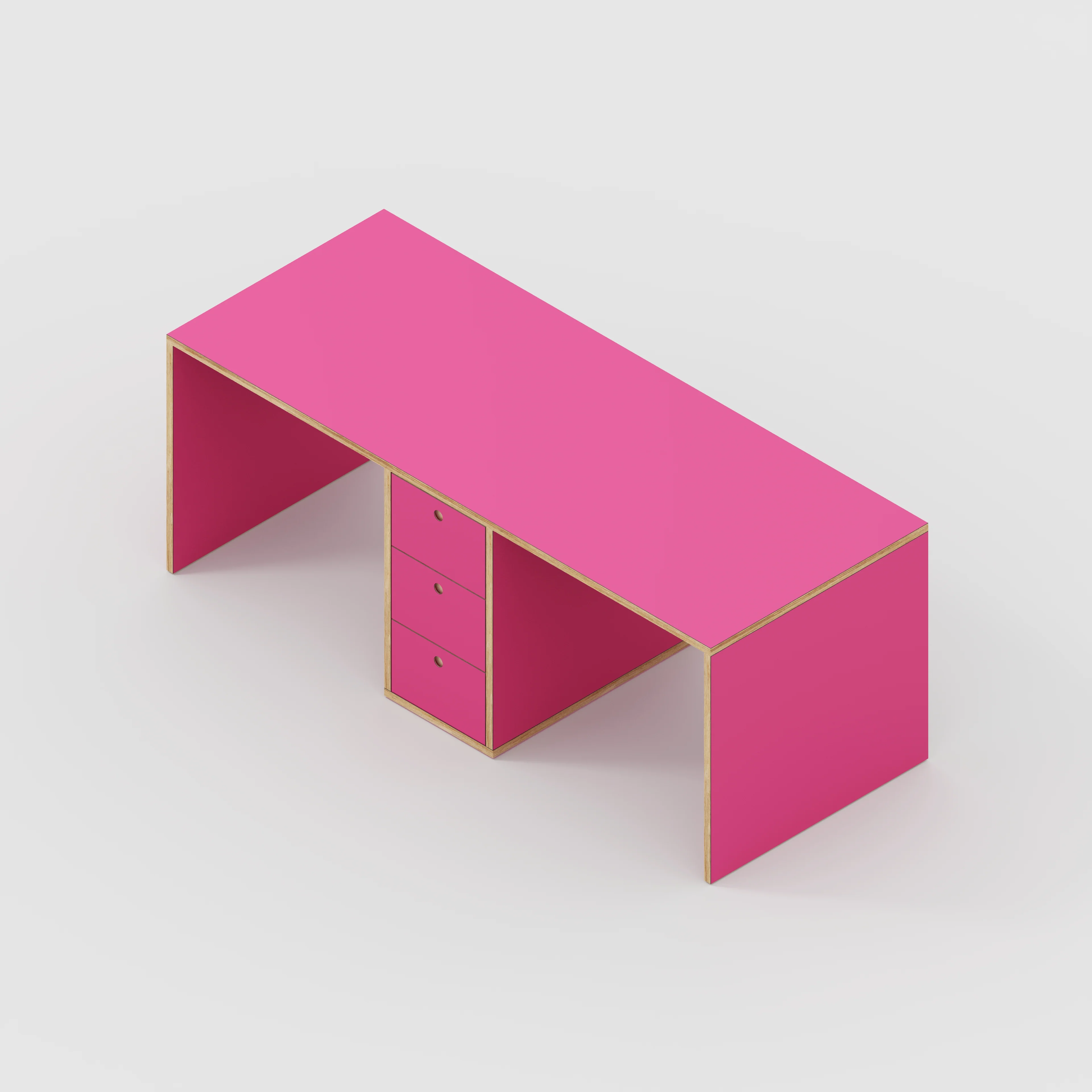 Plywood Desk with Storage Type 3 - Drawers - Formica Juicy Pink - 2000(w) x 800(d) x 750(h) - Image 5