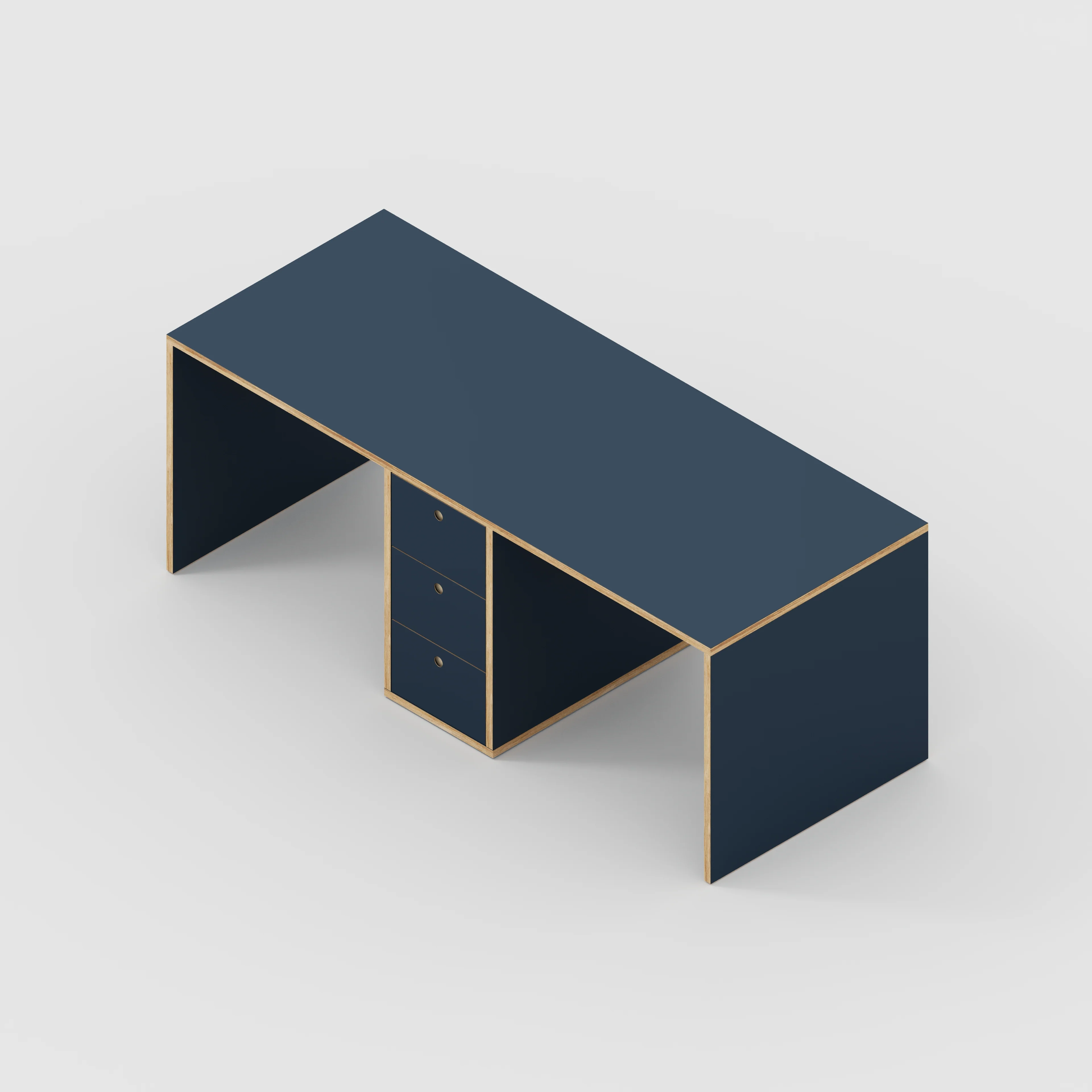Plywood Desk with Storage Type 3 - Drawers - Formica Night Sea Blue - 2000(w) x 800(d) x 750(h) - Image 5