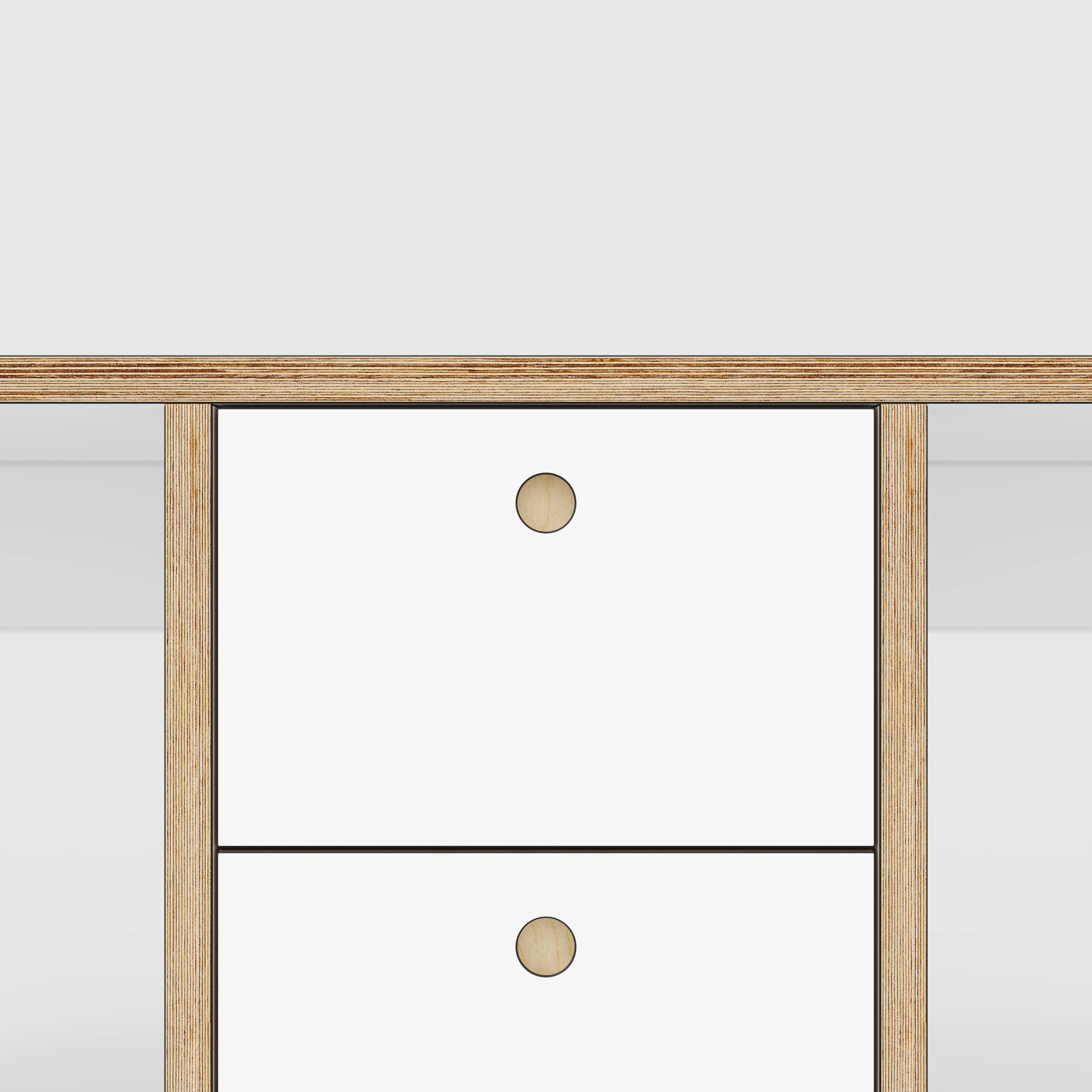 Plywood Desk with Storage Type 3 - Drawers - Formica White - 2000(w) x 800(d) - Image 4