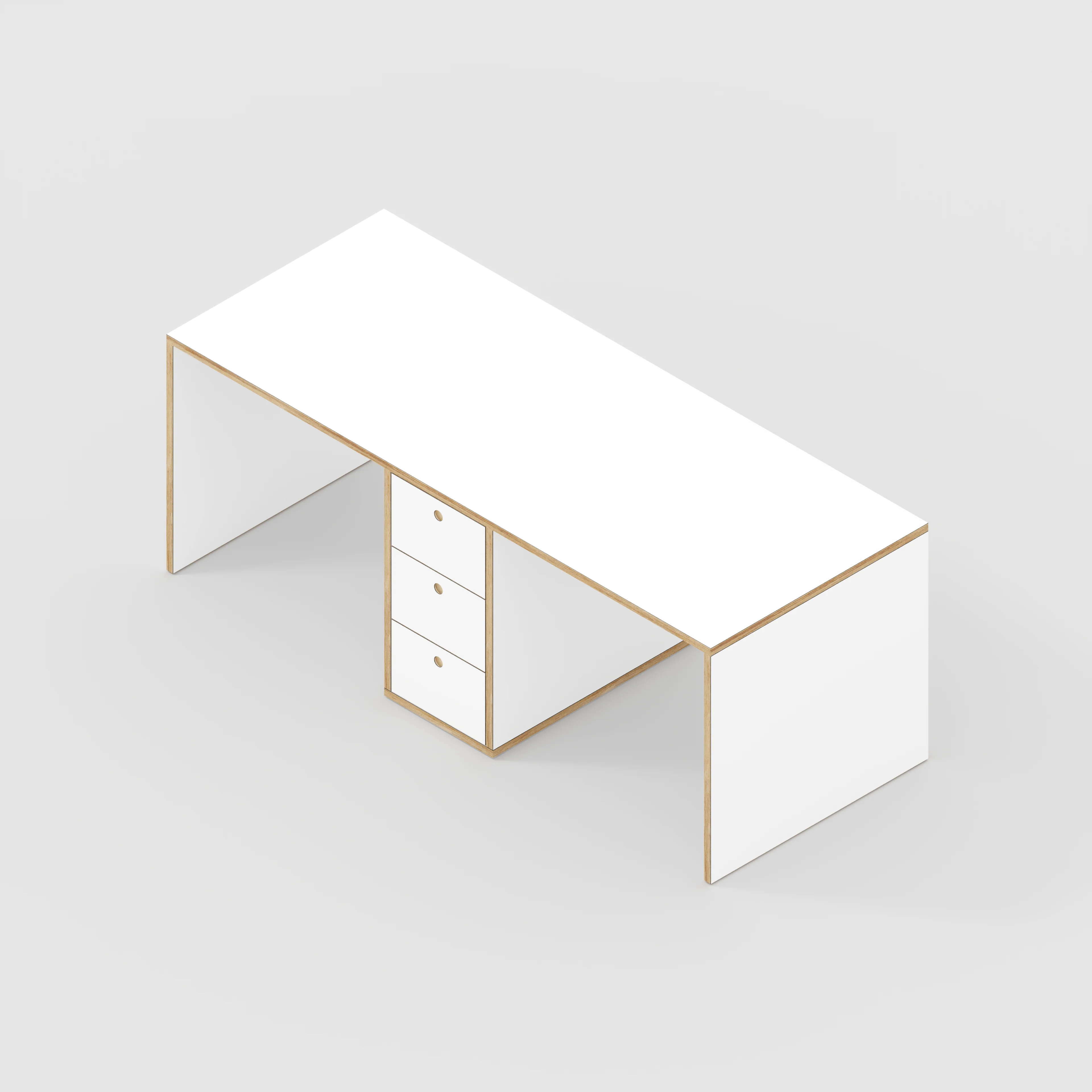 Plywood Desk with Storage Type 3 - Drawers - Formica White - 2000(w) x 800(d) - Image 5