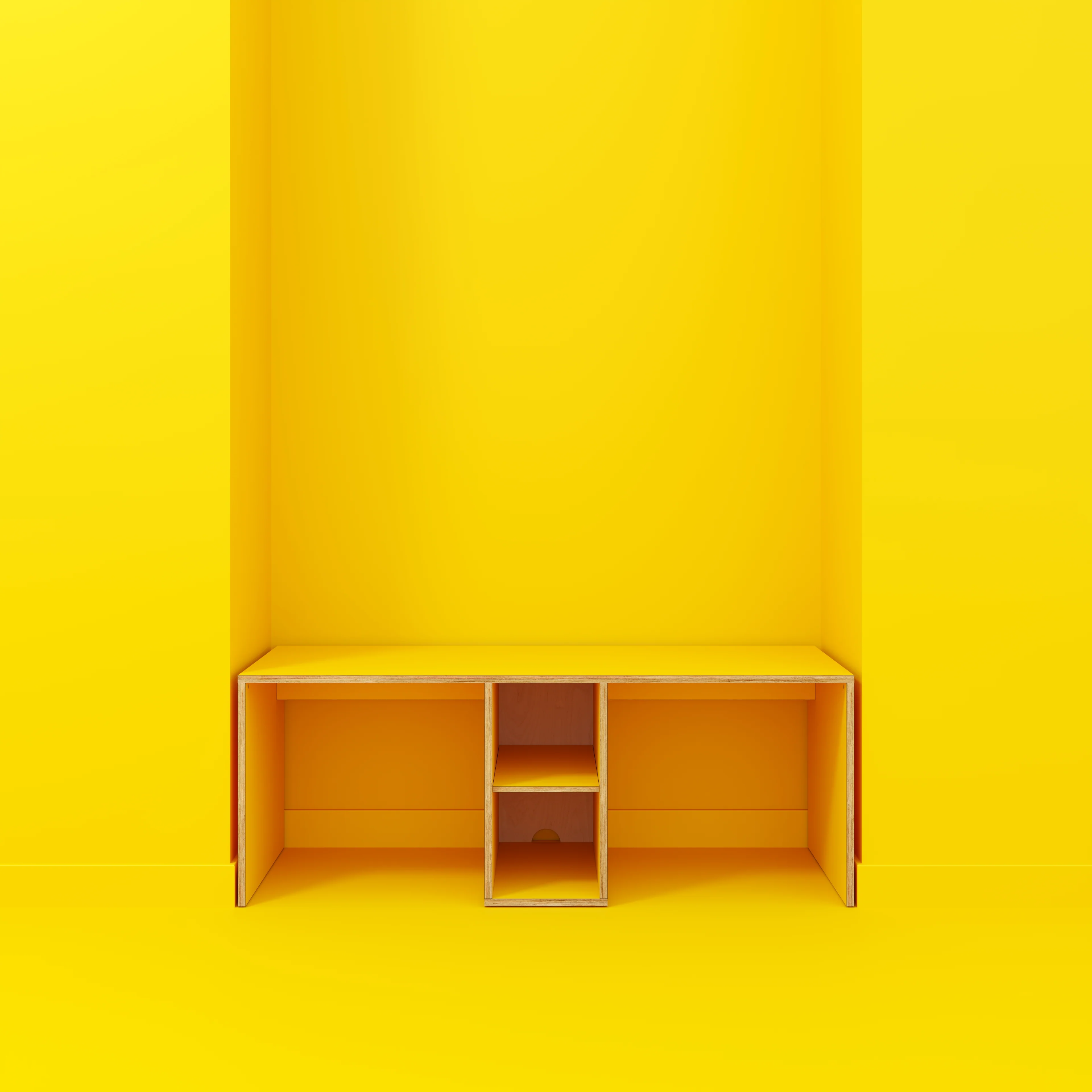 Plywood Desk with Storage Type 3 - Shelf - Formica Chrome Yellow - 2000(w) x 800(d) x 750(h) - Image 2